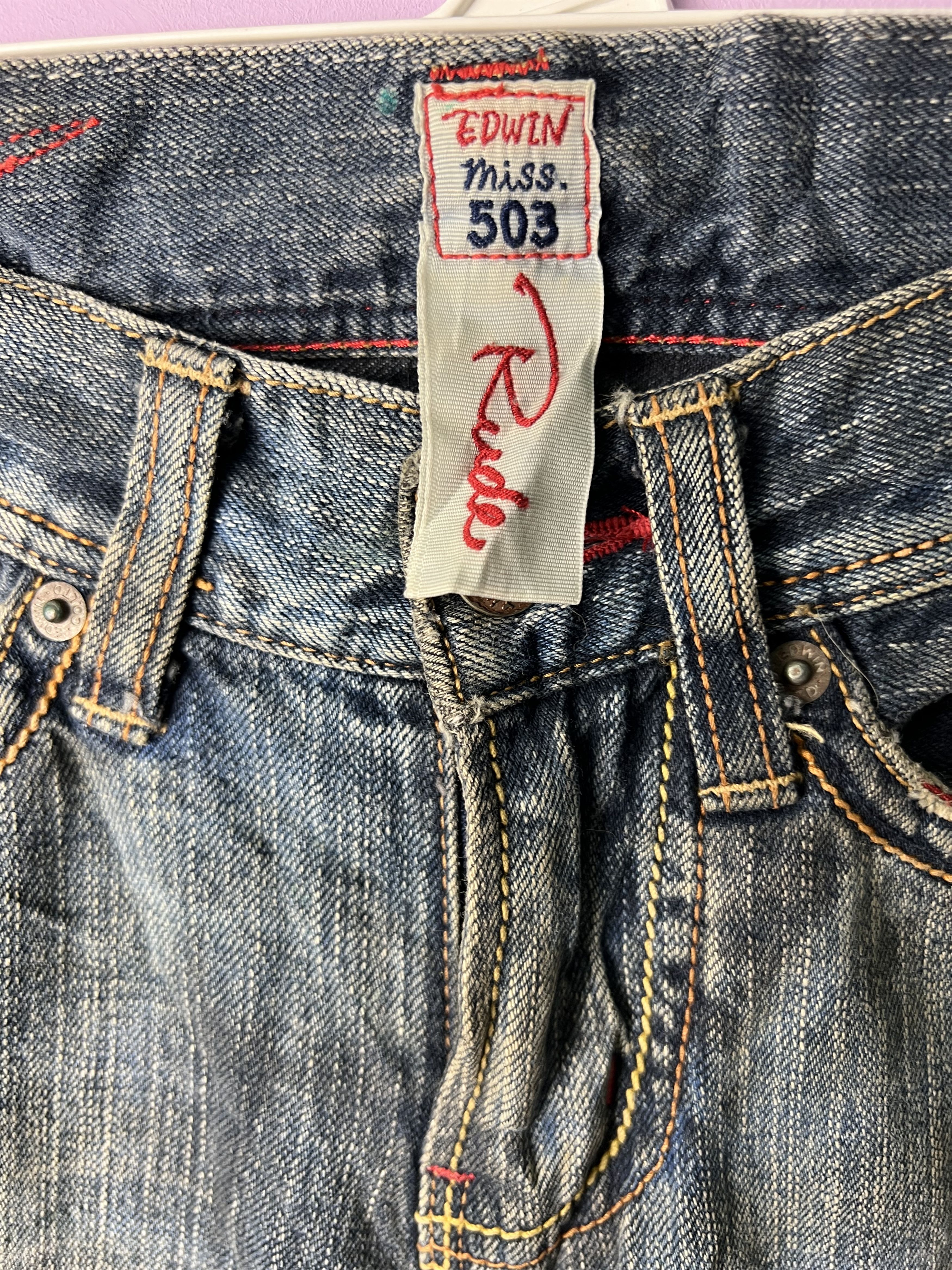 Edwin 🔥Edwin Miss 504 Rude Distressed Denim Size 29" - 11 Thumbnail