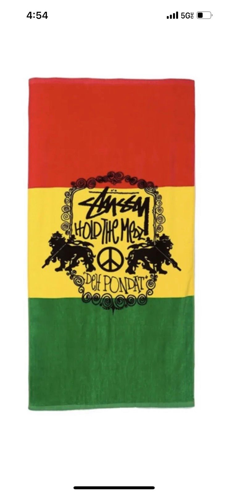 Pre-owned Stussy Hold The Medz Rasta Towel In Red