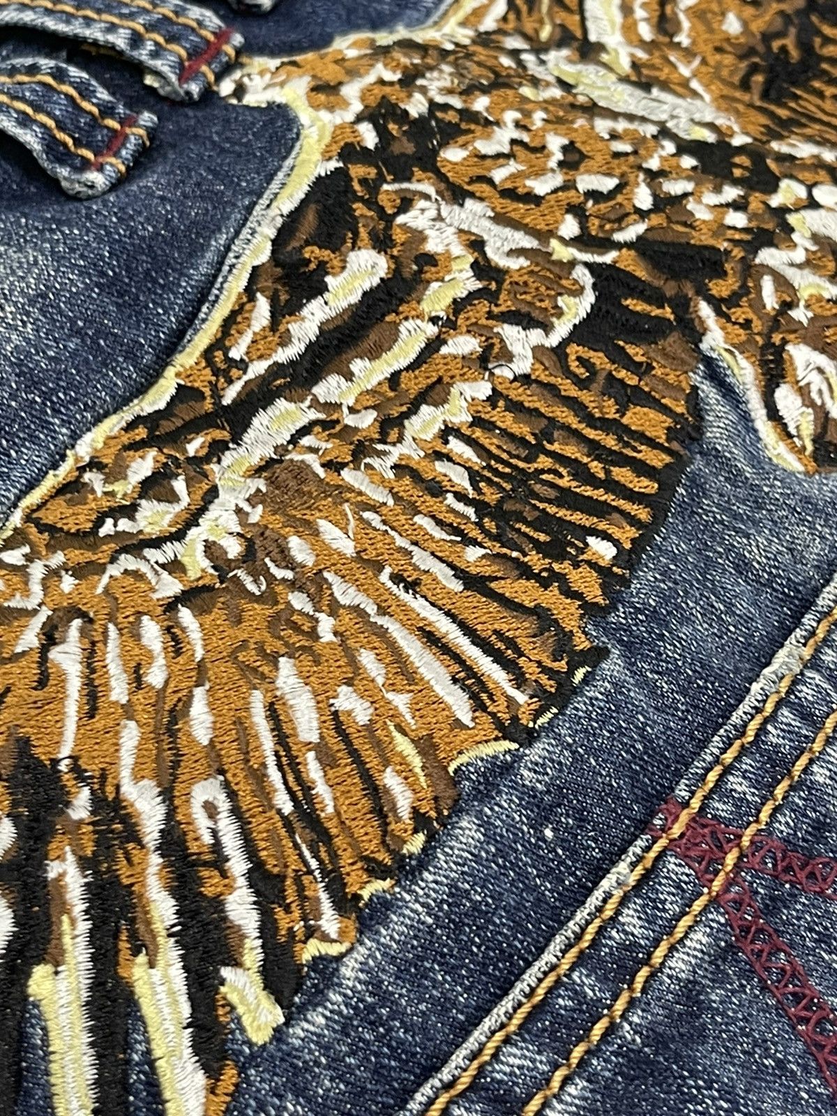 Japanese Brand Flare Jeans Embroydery Hawk Low Rise Boot Cut 2🟦6 Size US 30 / EU 46 - 9 Thumbnail