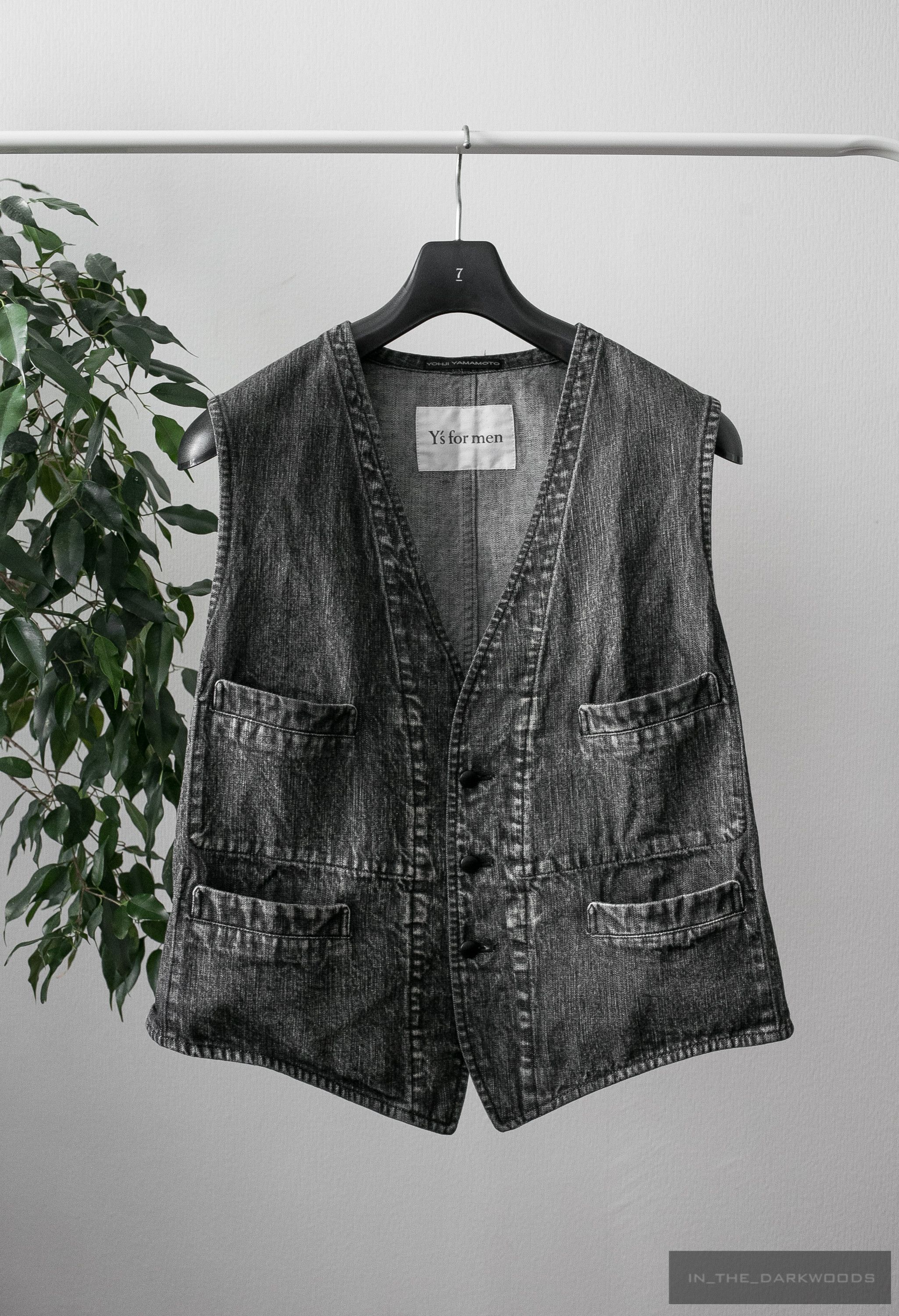 image of Yohji Yamamoto x YS For Men Denim Vest in Grey, Men's (Size Medium)