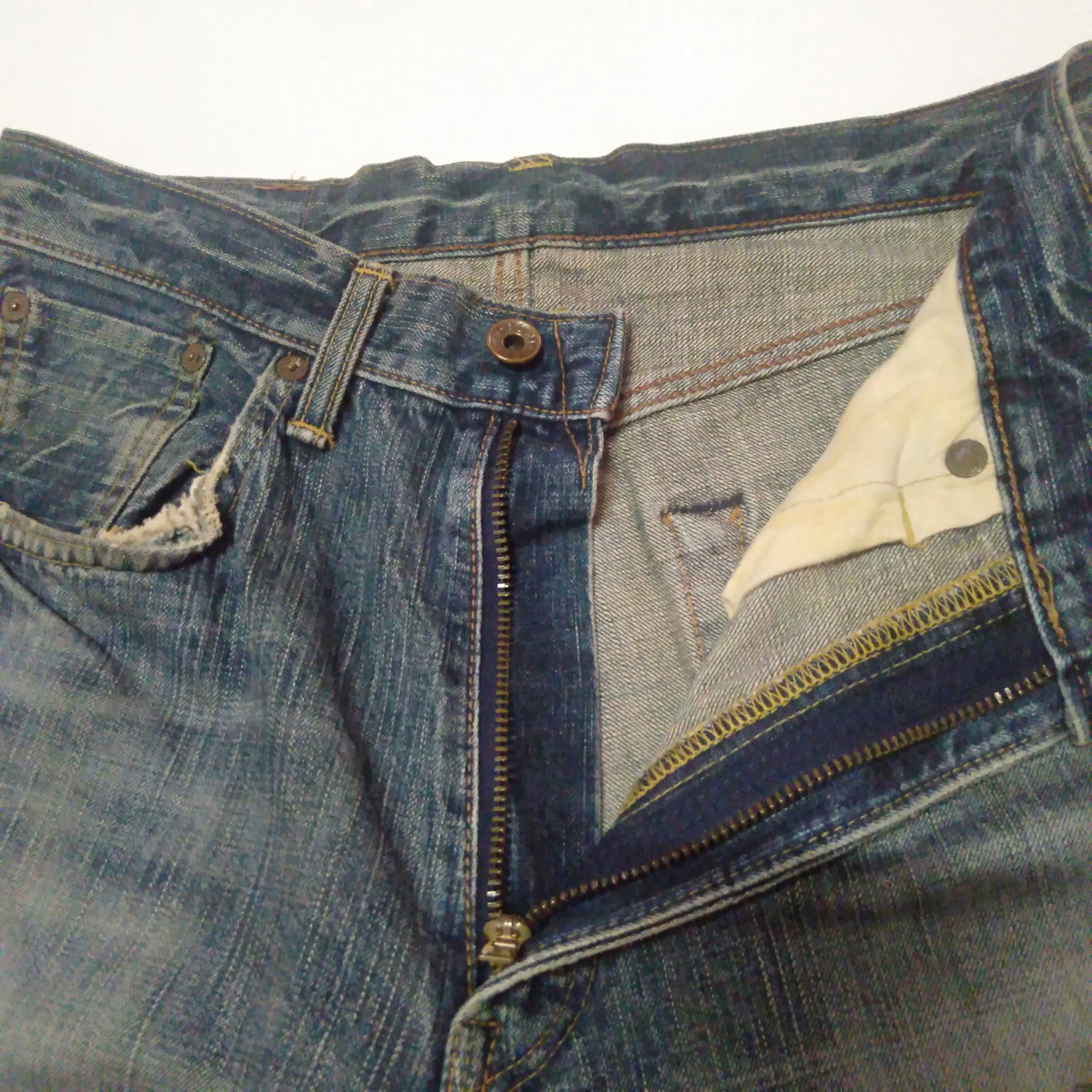 Edwin × Vintage vintage selvedge Edwin 505z blue wash distressed denim Size US 29 - 6 Thumbnail