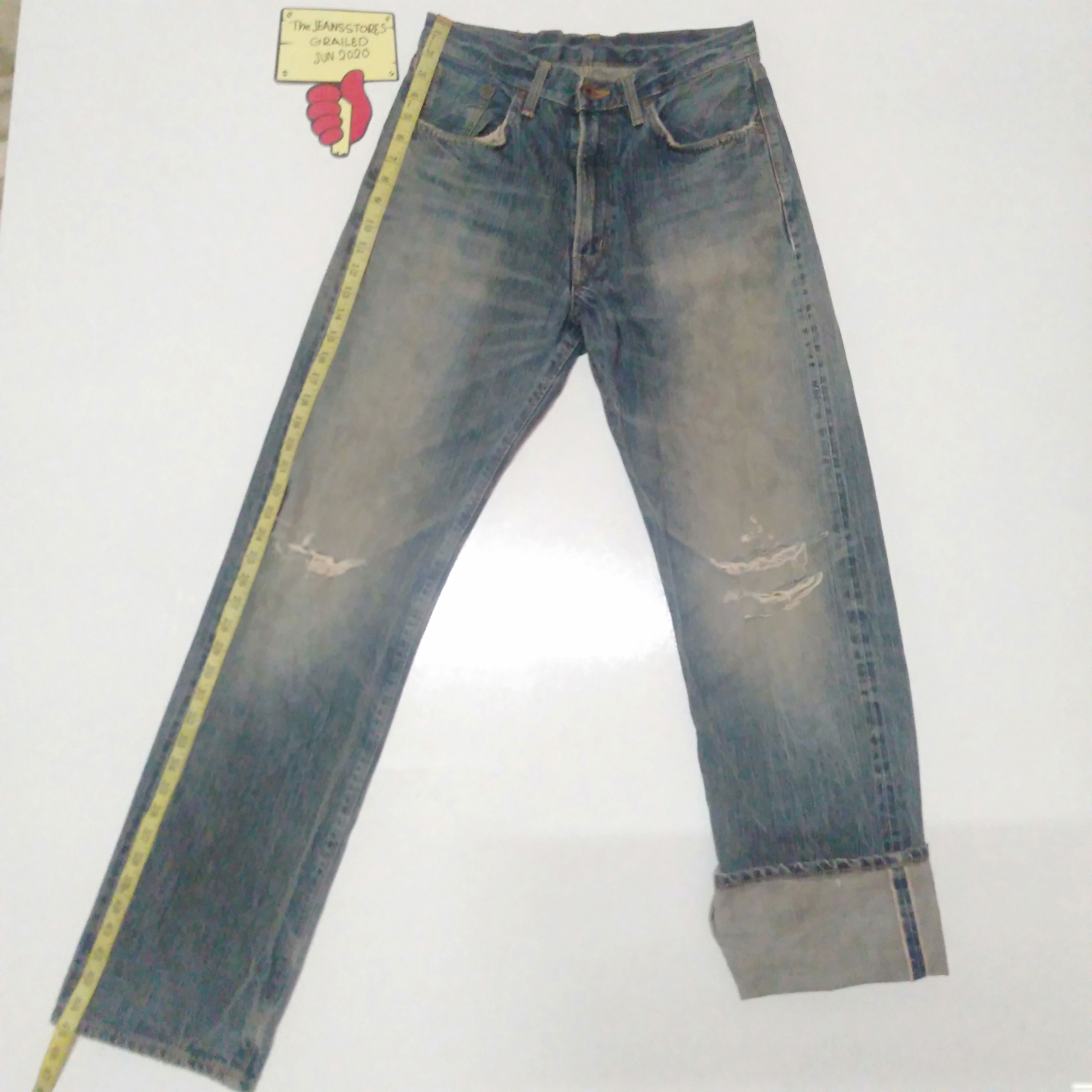 Edwin × Vintage vintage selvedge Edwin 505z blue wash distressed denim Size US 29 - 2 Thumbnail