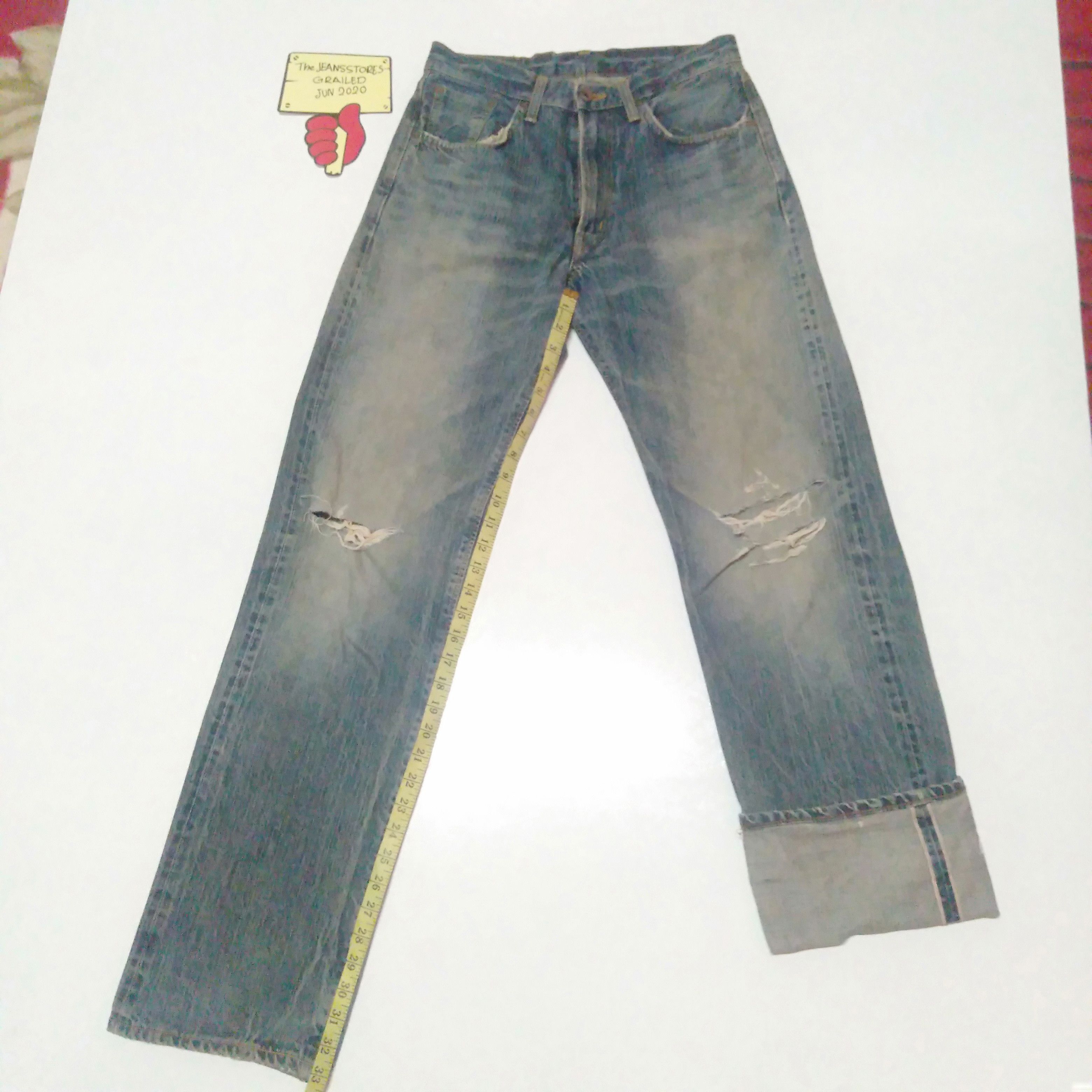 Edwin × Vintage vintage selvedge Edwin 505z blue wash distressed denim Size US 29 - 3 Thumbnail