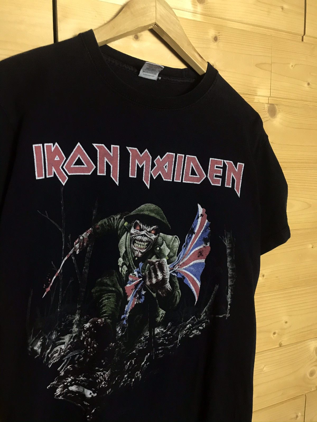 IRON MAIDEN Iron Maiden Band T-shirt Band T Men's S size unclear black type Vintage Second Hand
