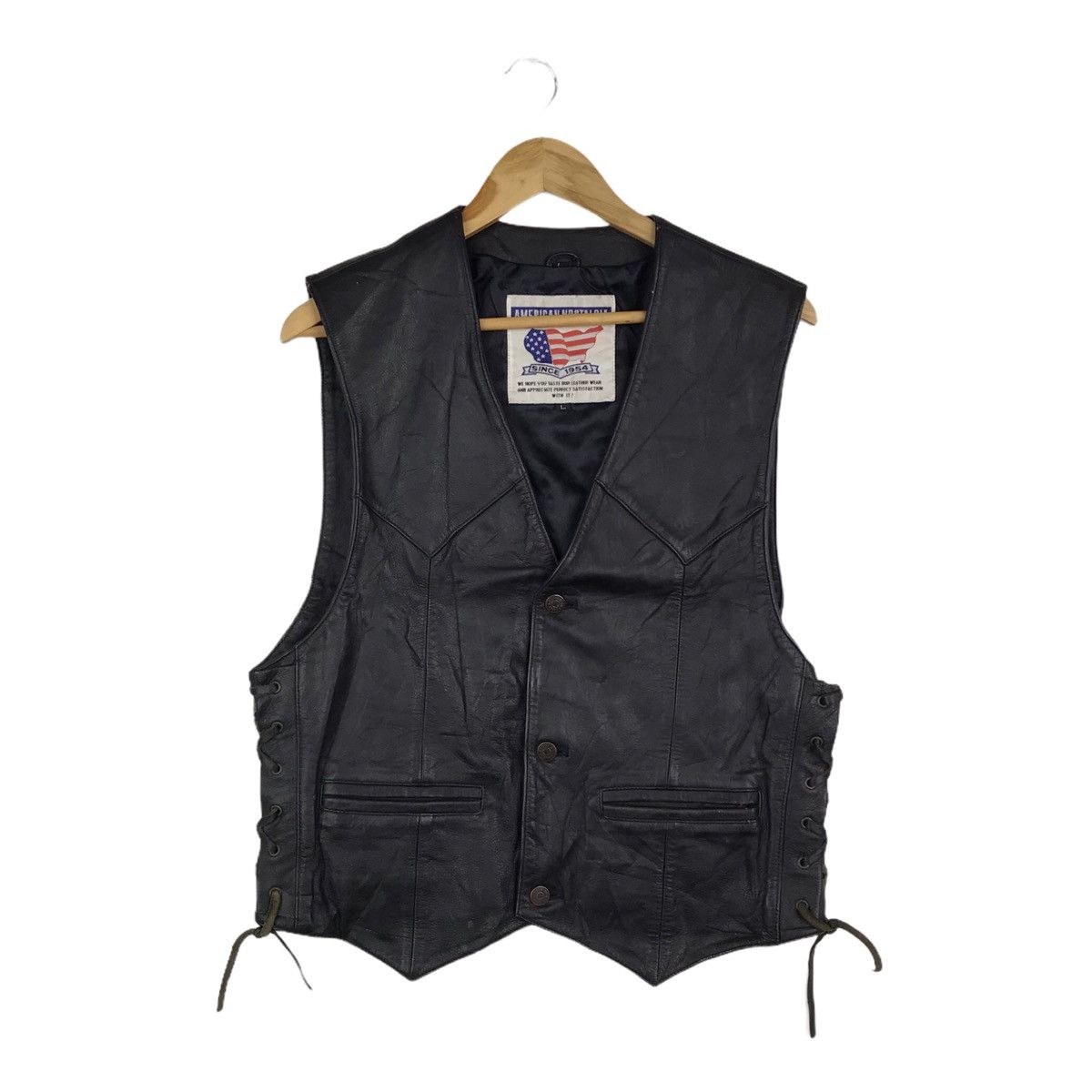 Vintage American Nostalgia Leather Vest Jacket Rider Biker
