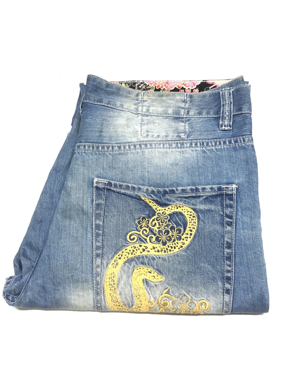 Japanese Brand Japanese denim snake embroidery floral motif sukajan denim Size US 38 / EU 54 - 5 Thumbnail