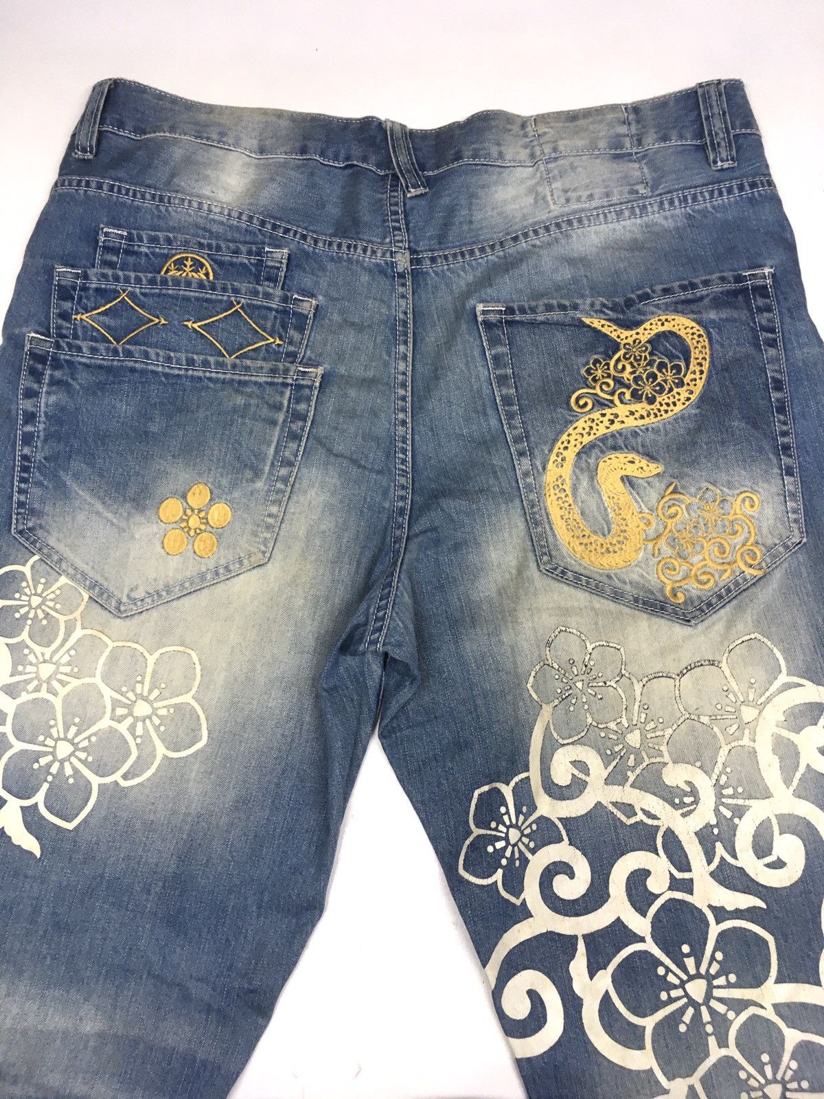 Japanese Brand Japanese denim snake embroidery floral motif sukajan denim Size US 38 / EU 54 - 2 Thumbnail