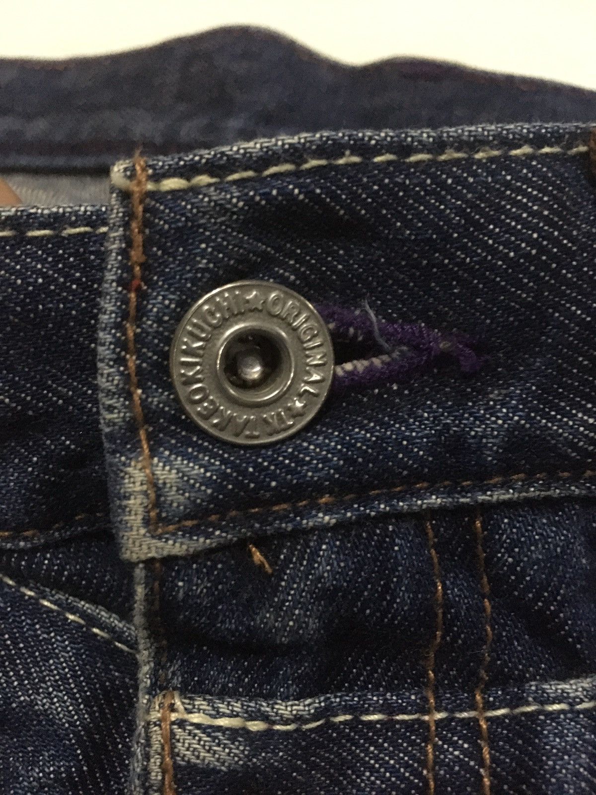 Vintage takeo kikuchi double waist blue wash distressed