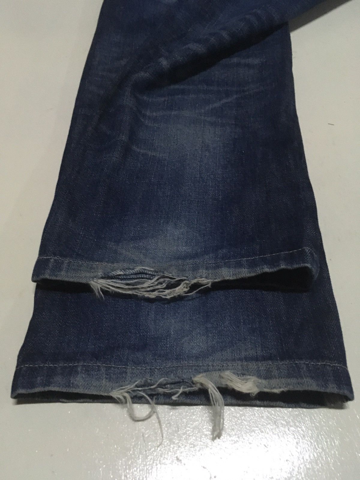 Vintage takeo kikuchi double waist blue wash distressed