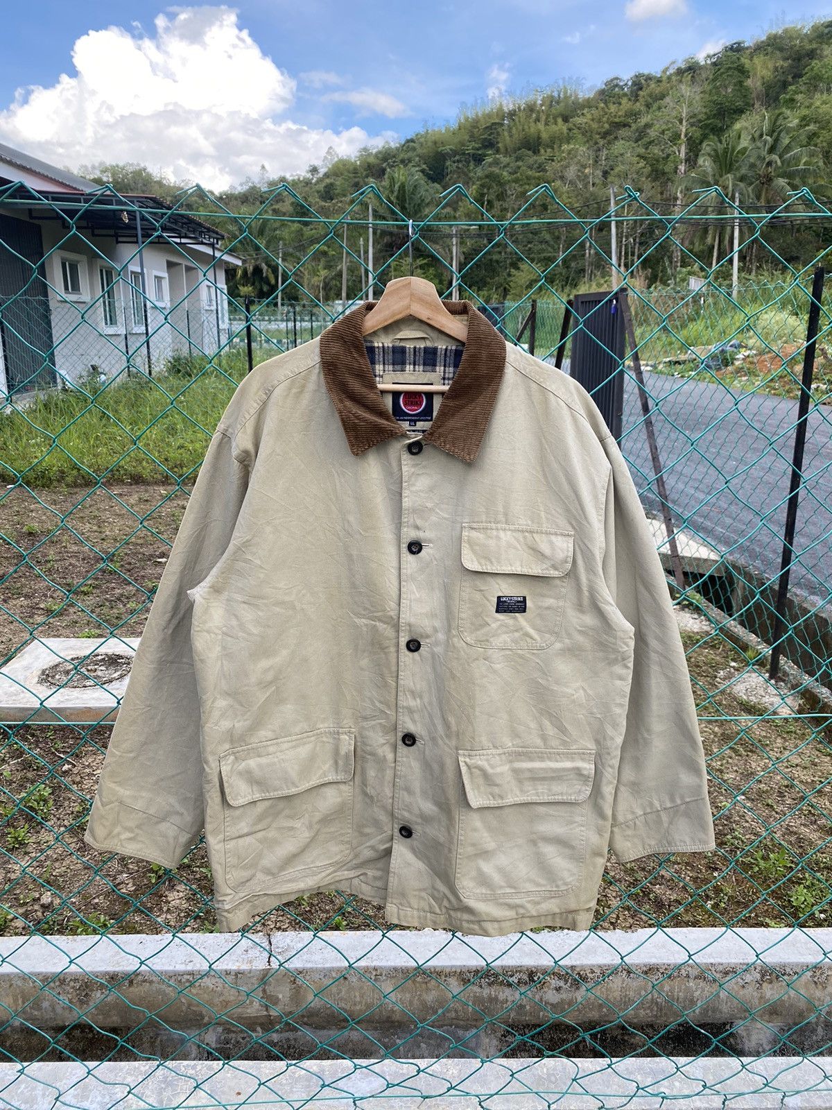 image of American Classics x Camel Cigarettes Lucky Strike Duck Canvas Chore Jacket in Khaki, Men's (Size XL