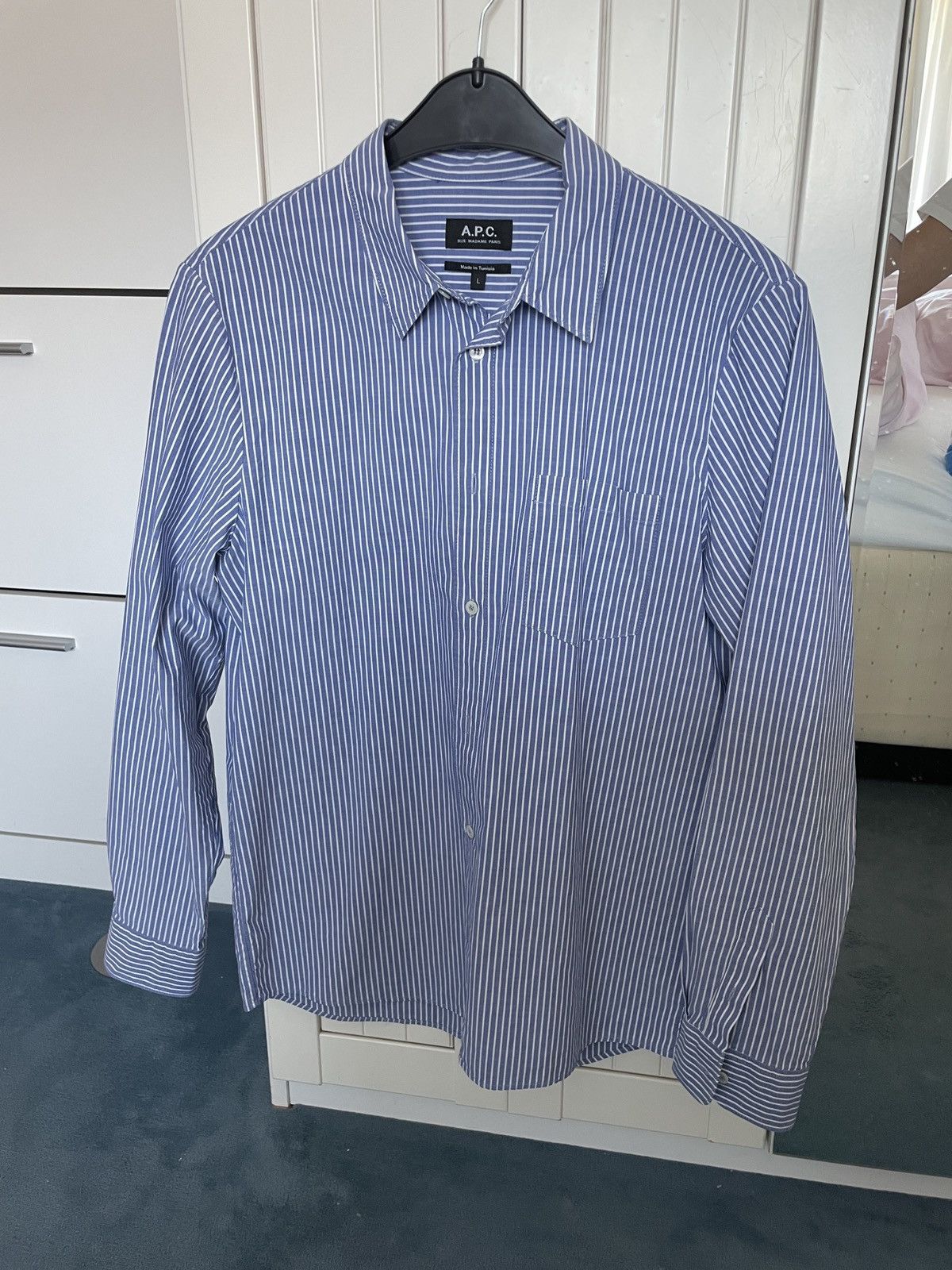 A.P.C. APC Striped Button up Shirt Blue and White Size US L / EU 52-54 / 3 - 1 Thumbnail