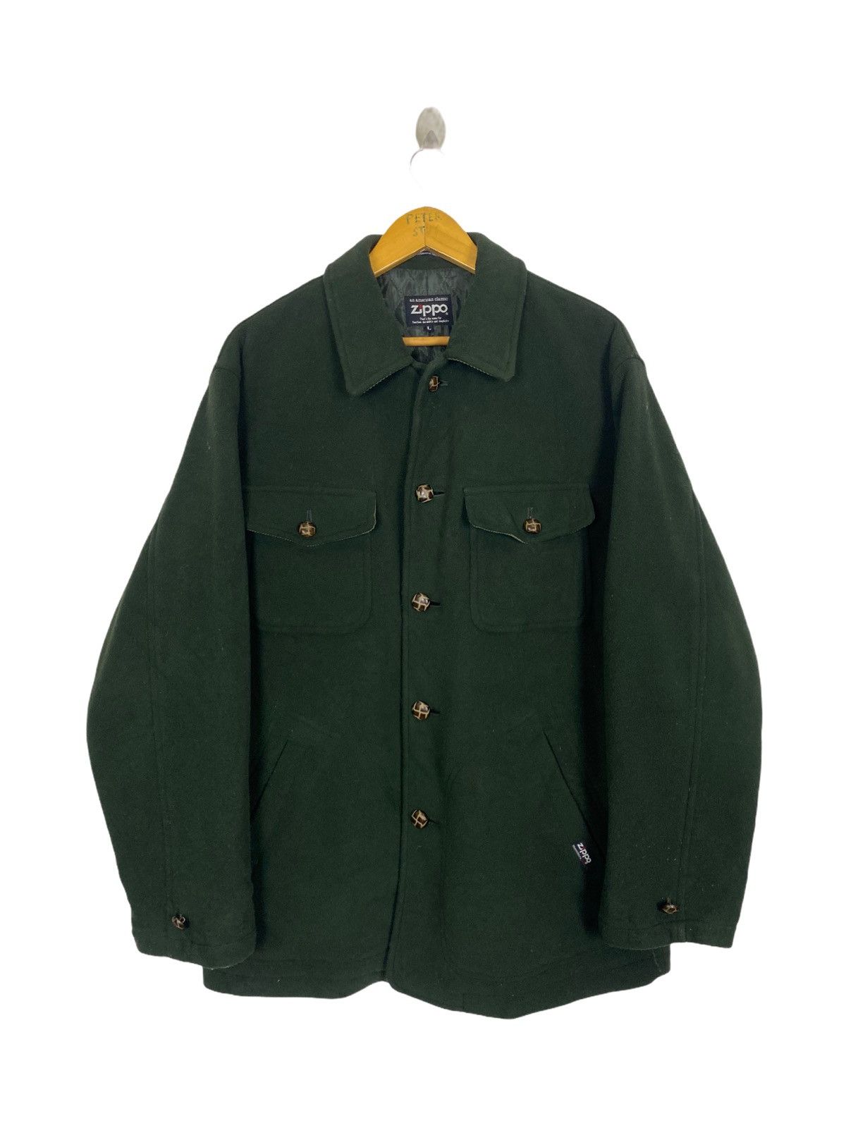 image of Vintage Zippo Fleece Jacket Polyster Fabric in Green, Men's (Size Large)