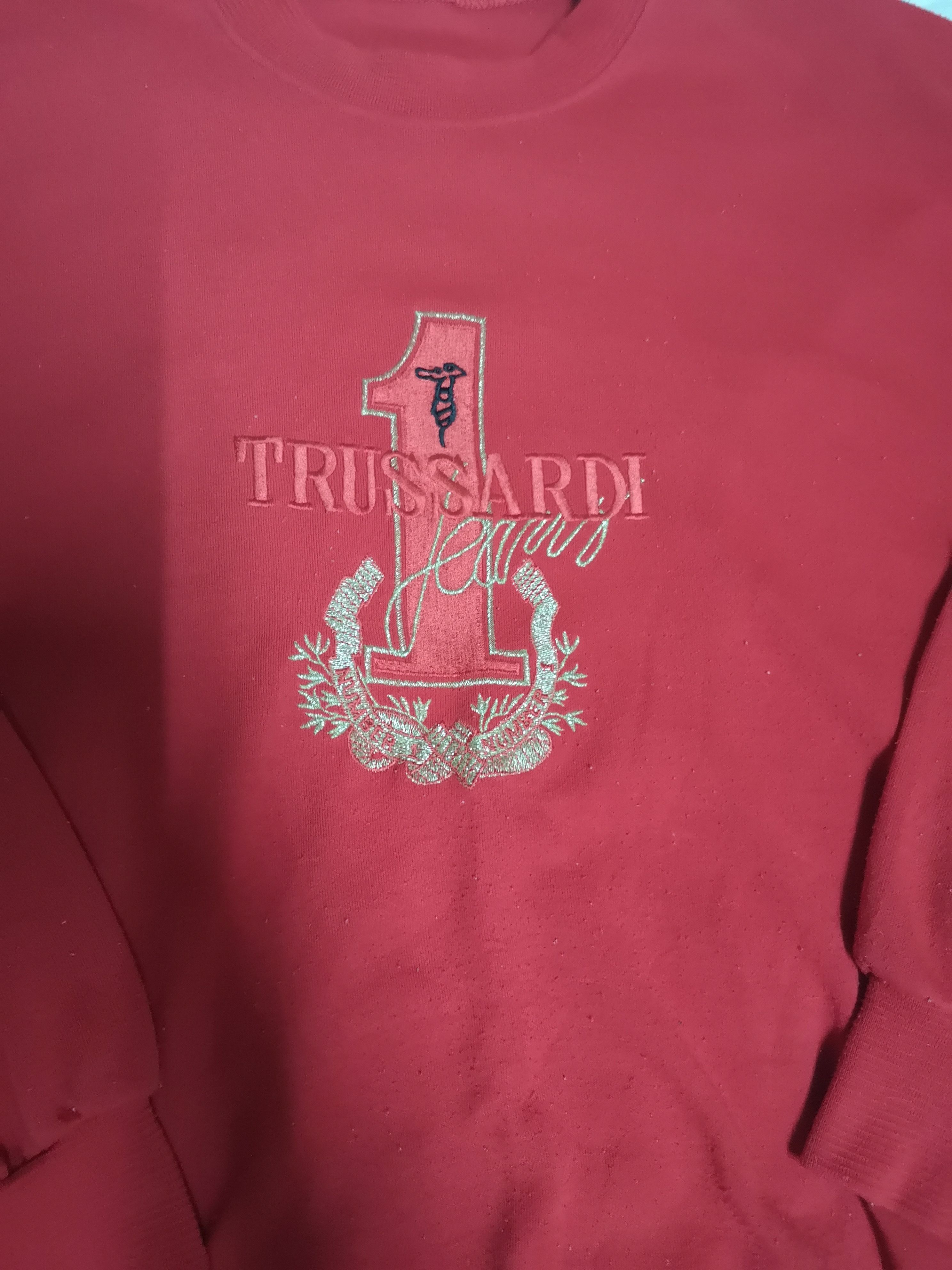 Trussardi 🔥VINTAGE TRUSSARDI EMBROIDED BIG LOGO SWEATER. Size US M / EU 48-50 / 2 - 2 Thumbnail