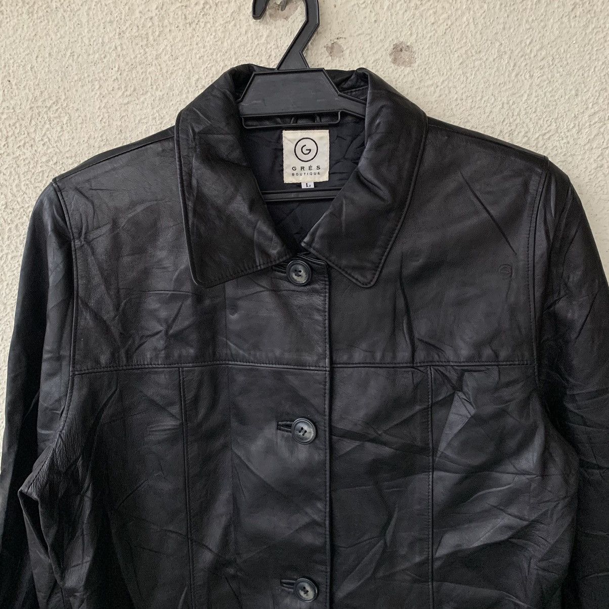 Japanese Brand Grès Boutique PU leather jacket Size L / US 10 / IT 46 - 2 Thumbnail