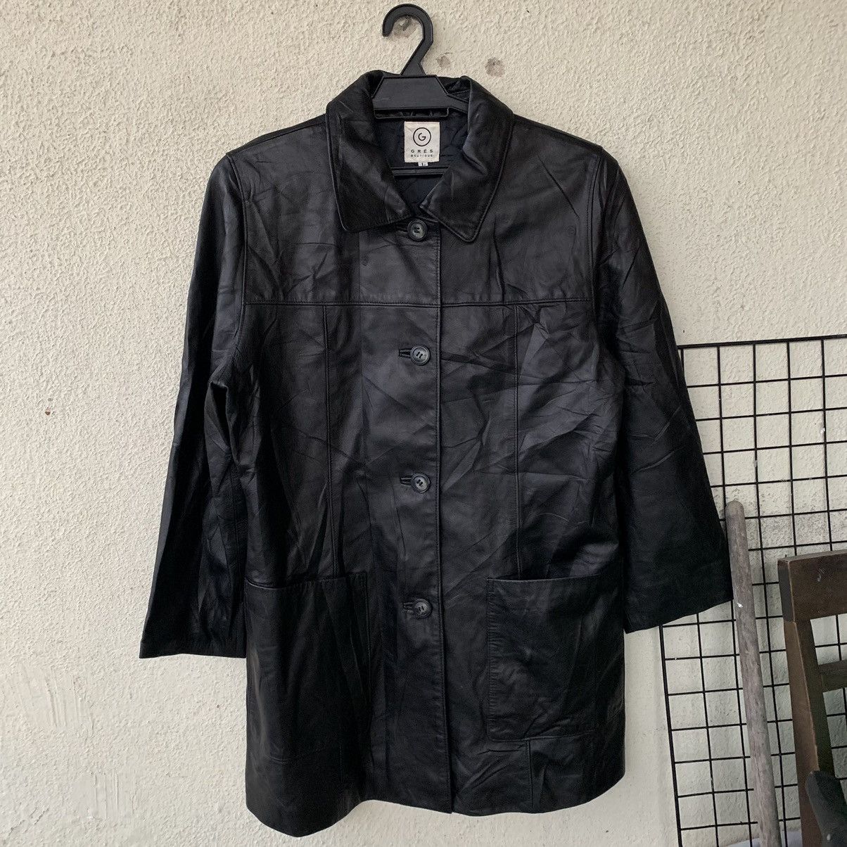 Japanese Brand Grès Boutique PU leather jacket Size L / US 10 / IT 46 - 1 Thumbnail
