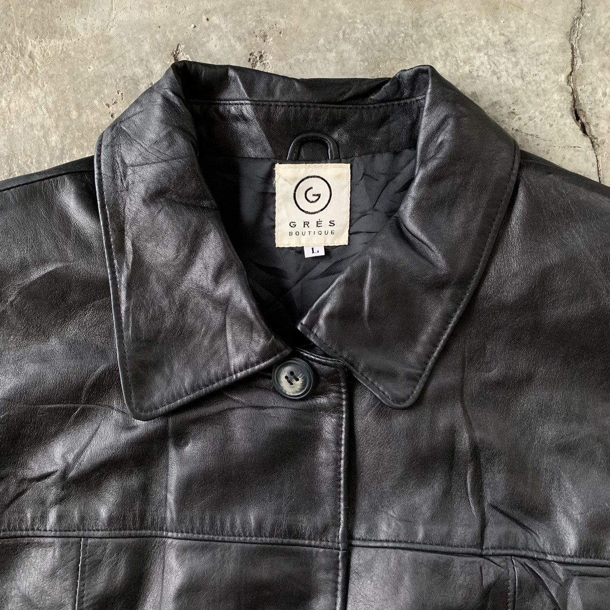 Japanese Brand Grès Boutique PU leather jacket Size L / US 10 / IT 46 - 7 Thumbnail