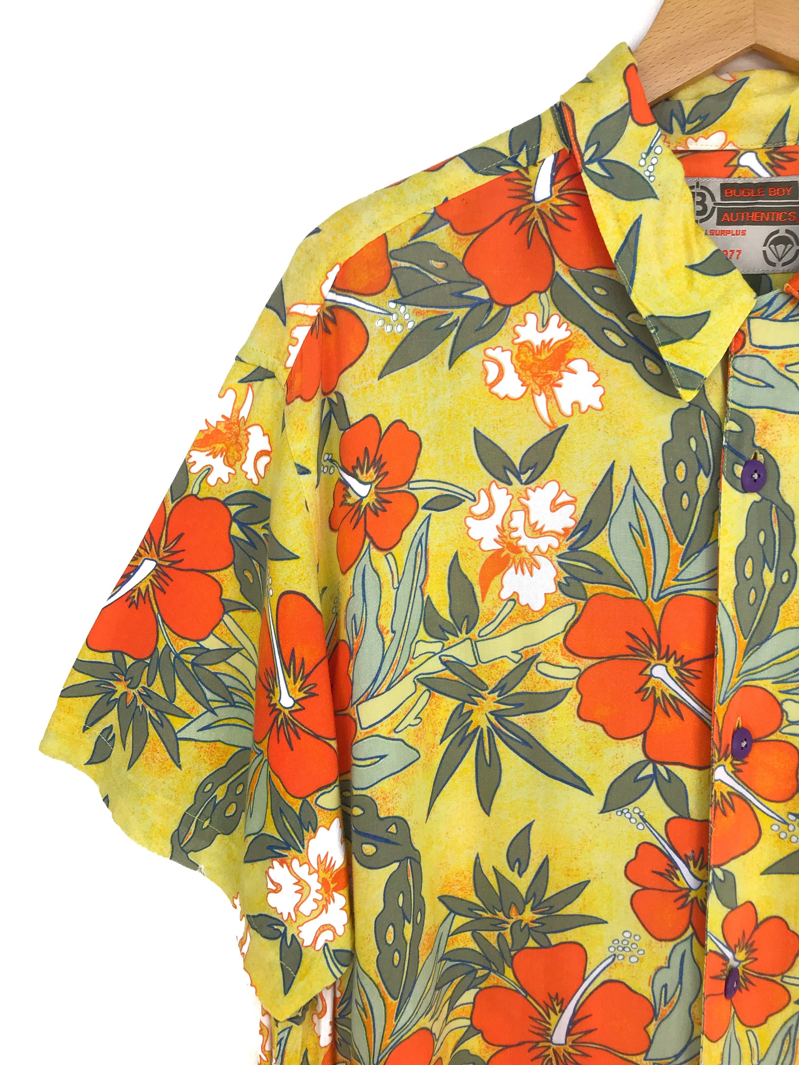Bugle Boy Japanese Hawaiian Bugle Boy Hibiscus Flowers Shirt Size US M / EU 48-50 / 2 - 2 Thumbnail
