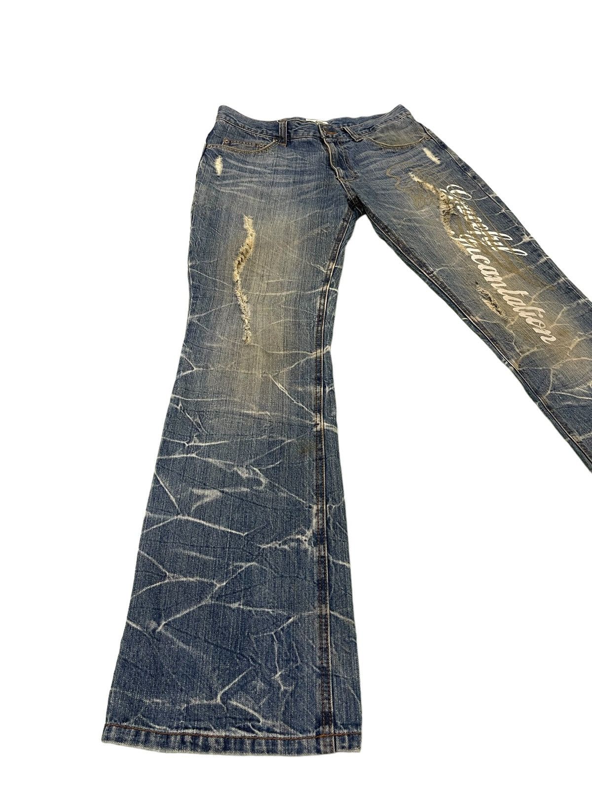 Japanese Brand Flare Jeans Nylaus Low Rise Clawmark Denim Boot Cut 2🟦6 Size US 31 - 2 Thumbnail