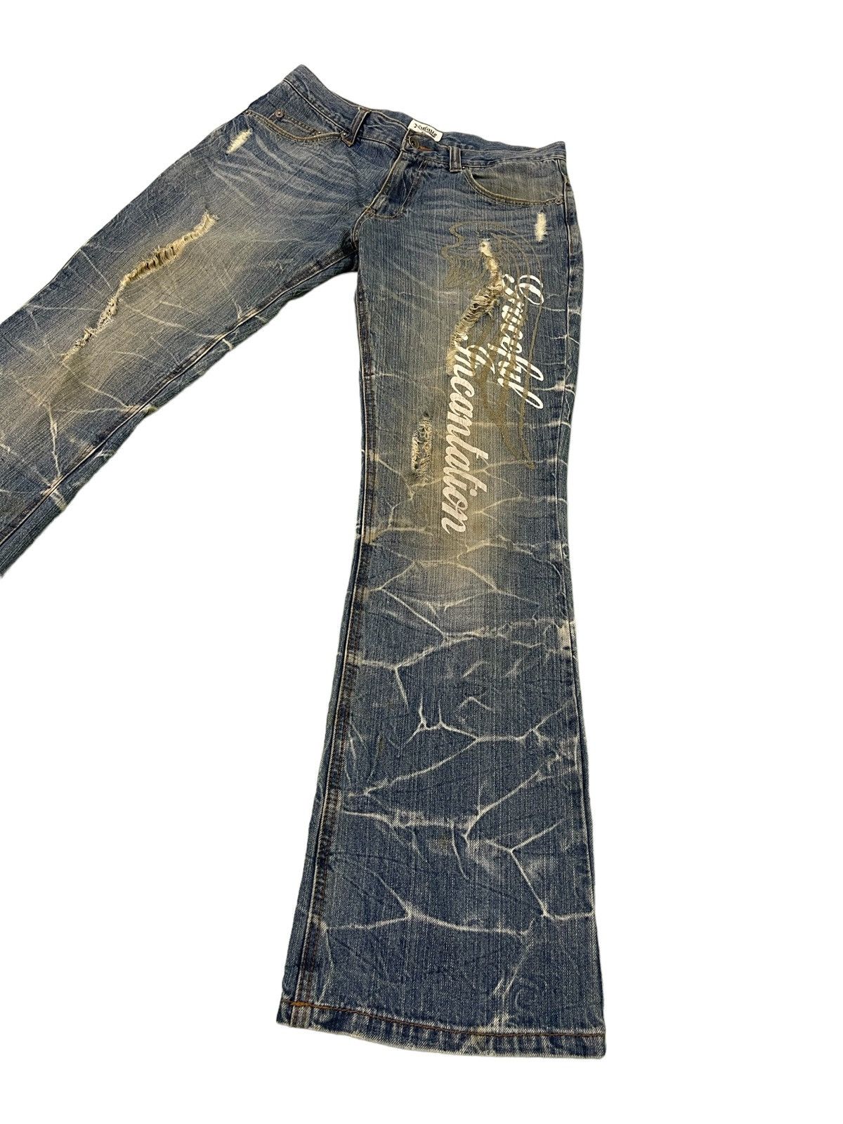 Japanese Brand Flare Jeans Nylaus Low Rise Clawmark Denim Boot Cut 2🟦6 Size US 31 - 1 Thumbnail