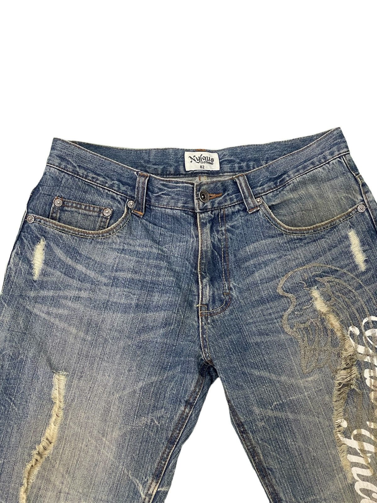 Japanese Brand Flare Jeans Nylaus Low Rise Clawmark Denim Boot Cut 2🟦6 Size US 31 - 10 Thumbnail