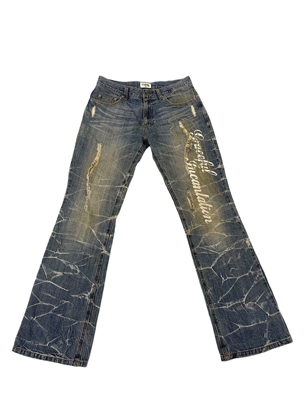 Japanese Brand Flare Jeans Nylaus Low Rise Clawmark Denim Boot Cut 2🟦6 Size US 31 - 3 Thumbnail