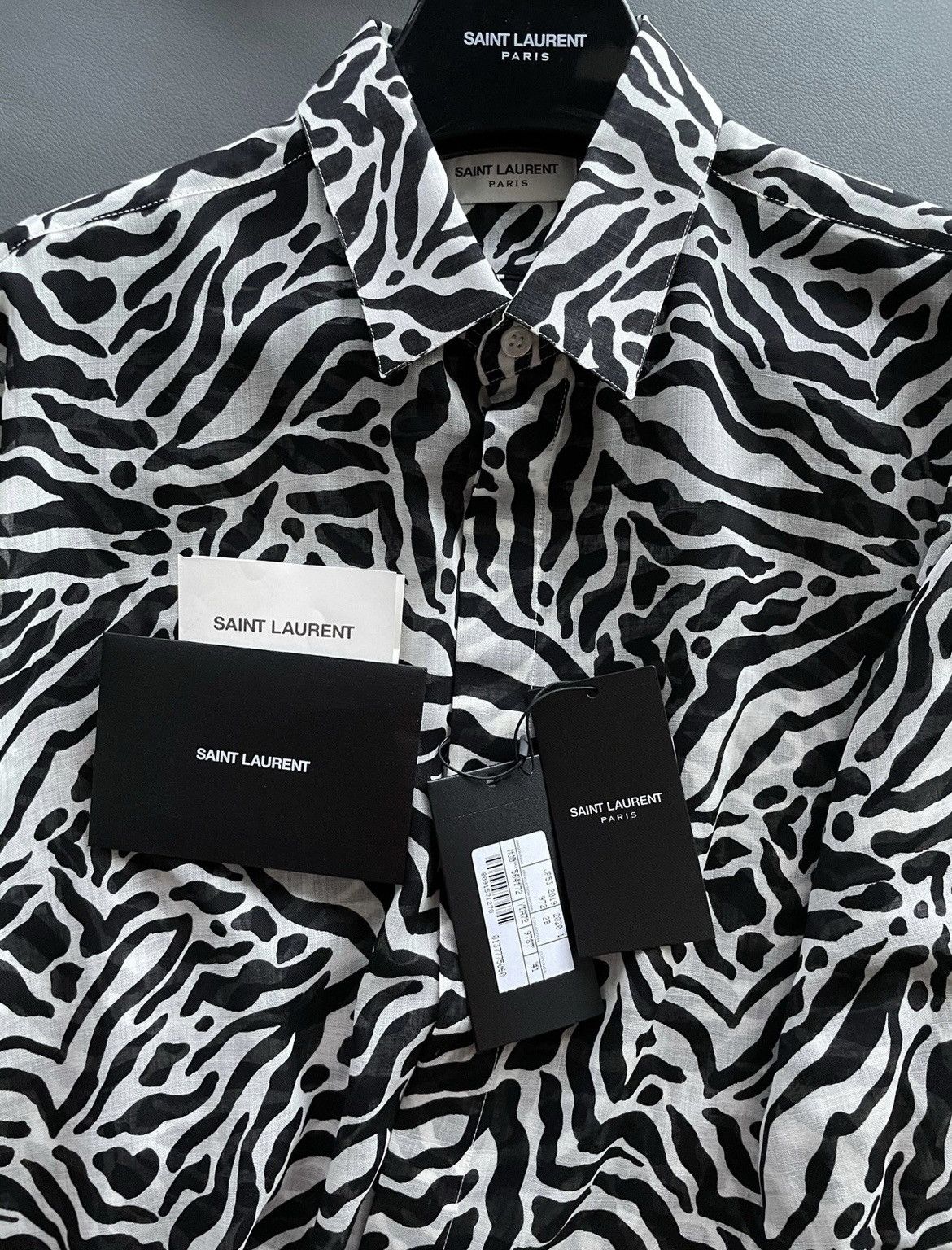 Hedi Slimane × Saint Laurent Paris × Yves Saint Laurent $1,100 Sold Out Brand NEW Rare Iconic Runway Zebra Shirt Size US M / EU 48-50 / 2 - 2 Thumbnail