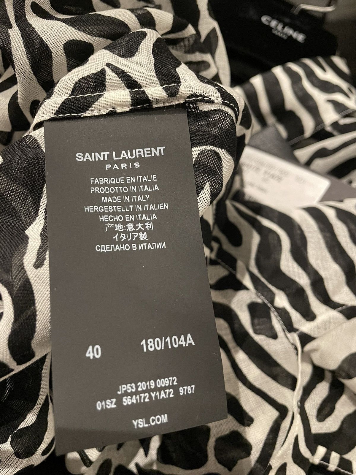 Hedi Slimane × Saint Laurent Paris × Yves Saint Laurent $1,100 Sold Out Brand NEW Rare Iconic Runway Zebra Shirt Size US M / EU 48-50 / 2 - 7 Thumbnail