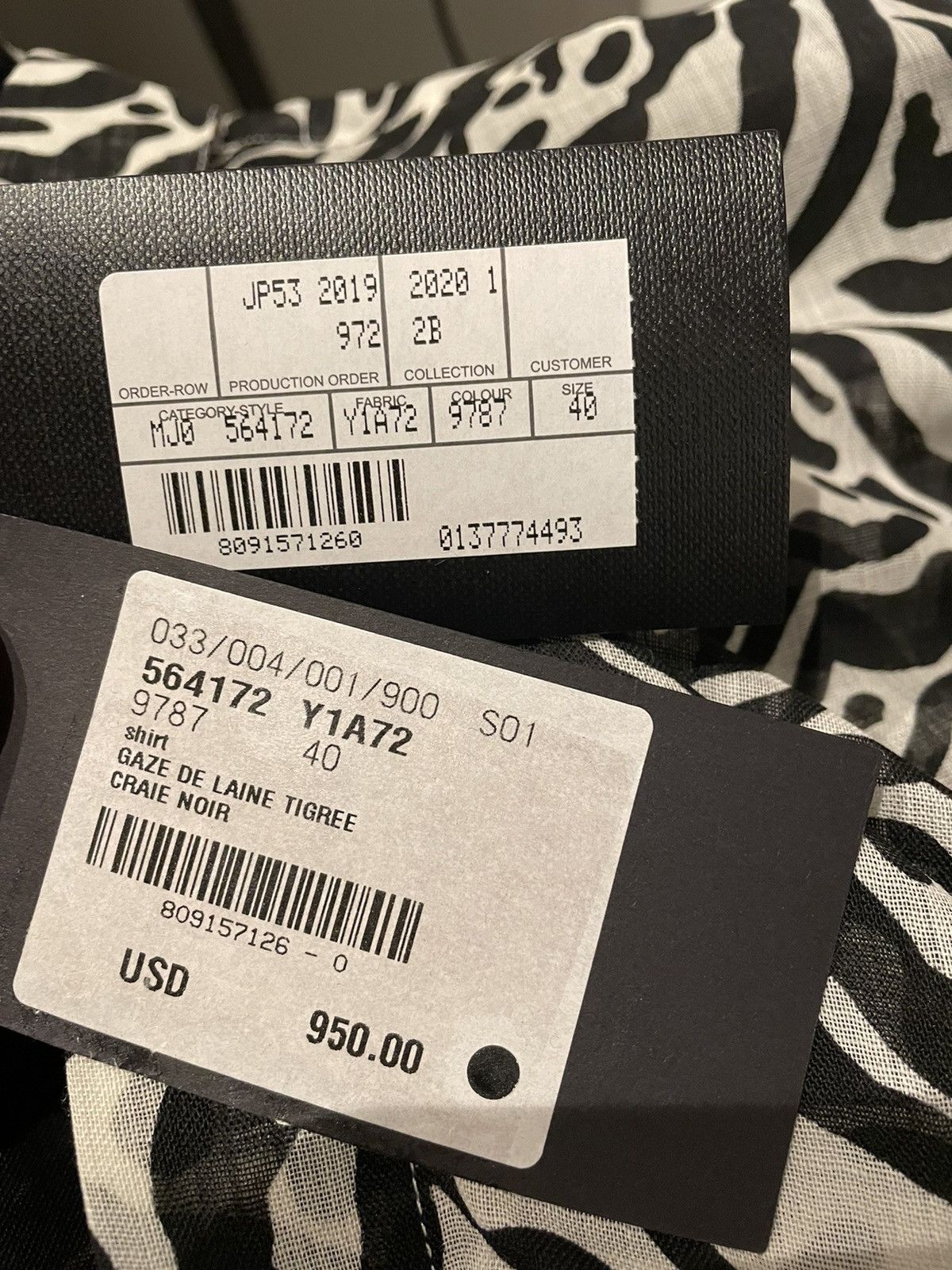 Hedi Slimane × Saint Laurent Paris × Yves Saint Laurent $1,100 Sold Out Brand NEW Rare Iconic Runway Zebra Shirt Size US M / EU 48-50 / 2 - 15 Thumbnail