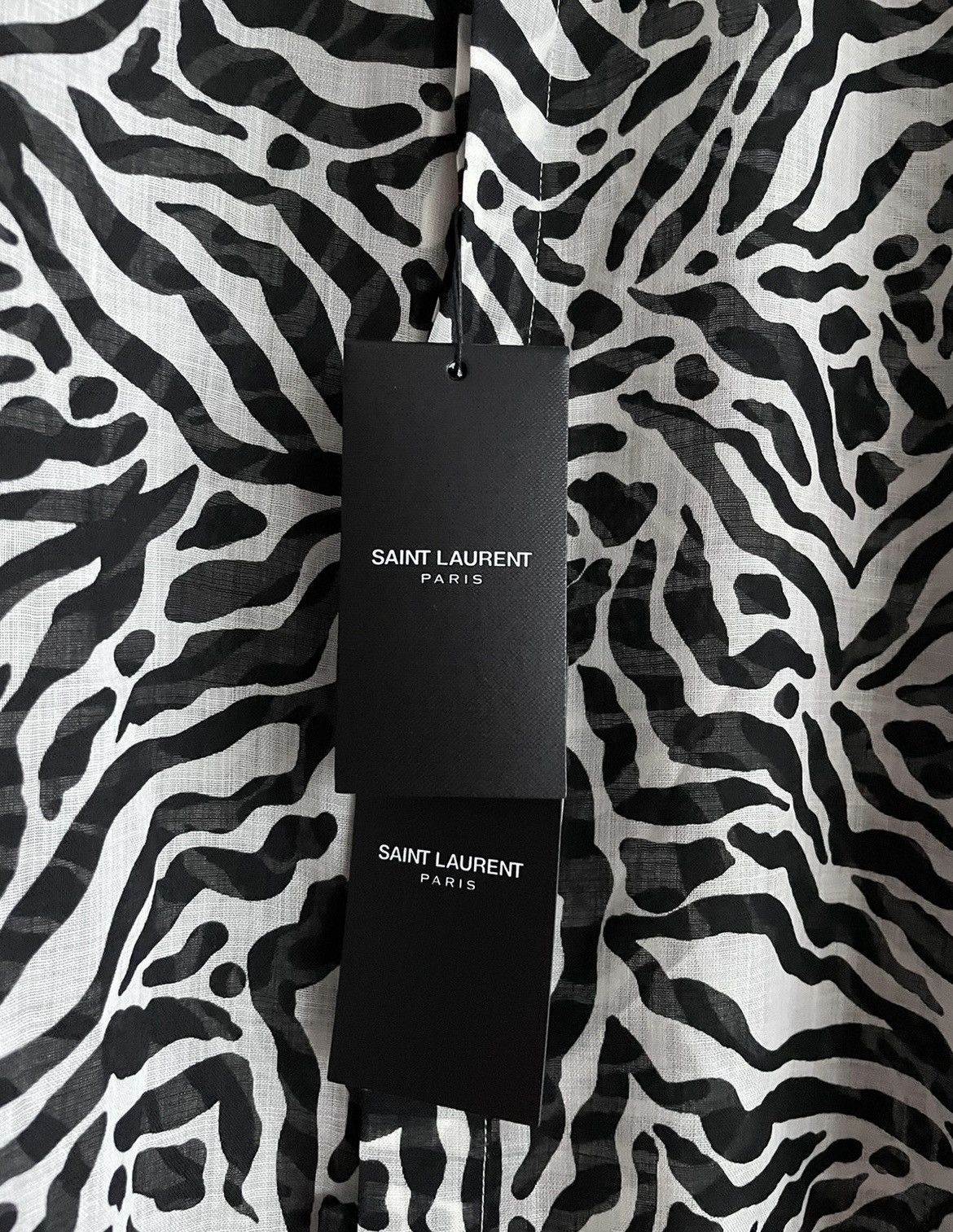 Hedi Slimane × Saint Laurent Paris × Yves Saint Laurent $1,100 Sold Out Brand NEW Rare Iconic Runway Zebra Shirt Size US M / EU 48-50 / 2 - 12 Thumbnail