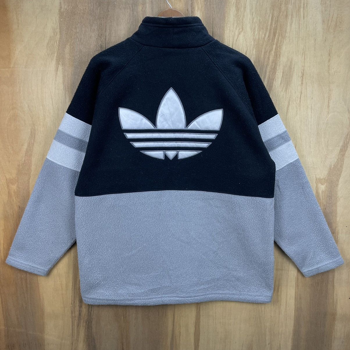 Adidas × Descente × Vintage Vintage Adidas Big Logo Fleece Jacket Size US L / EU 52-54 / 3 - 2 Thumbnail