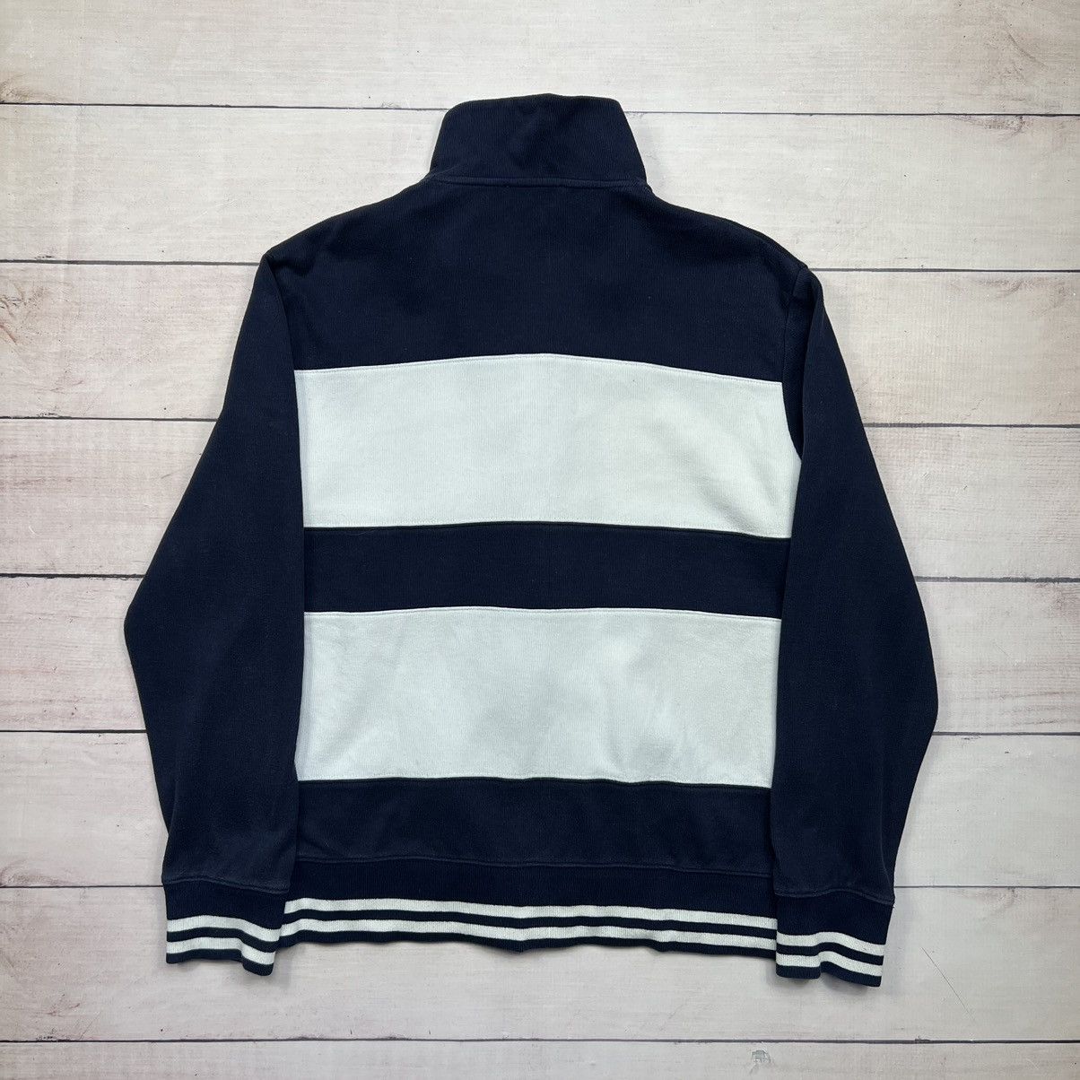 Yves Saint Laurent Vintage Yves Saint Laurent Sweatshirt Zip Navy Beige Logo Size US L / EU 52-54 / 3 - 6 Thumbnail