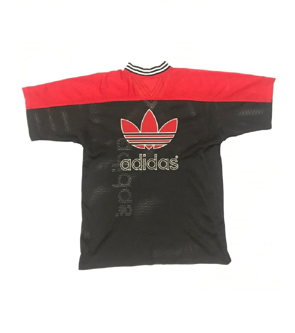 Adidas VINTAGE ADIDAS TREFOIL MESH NET SHIRT JERSEY BIG LOGO | Grailed