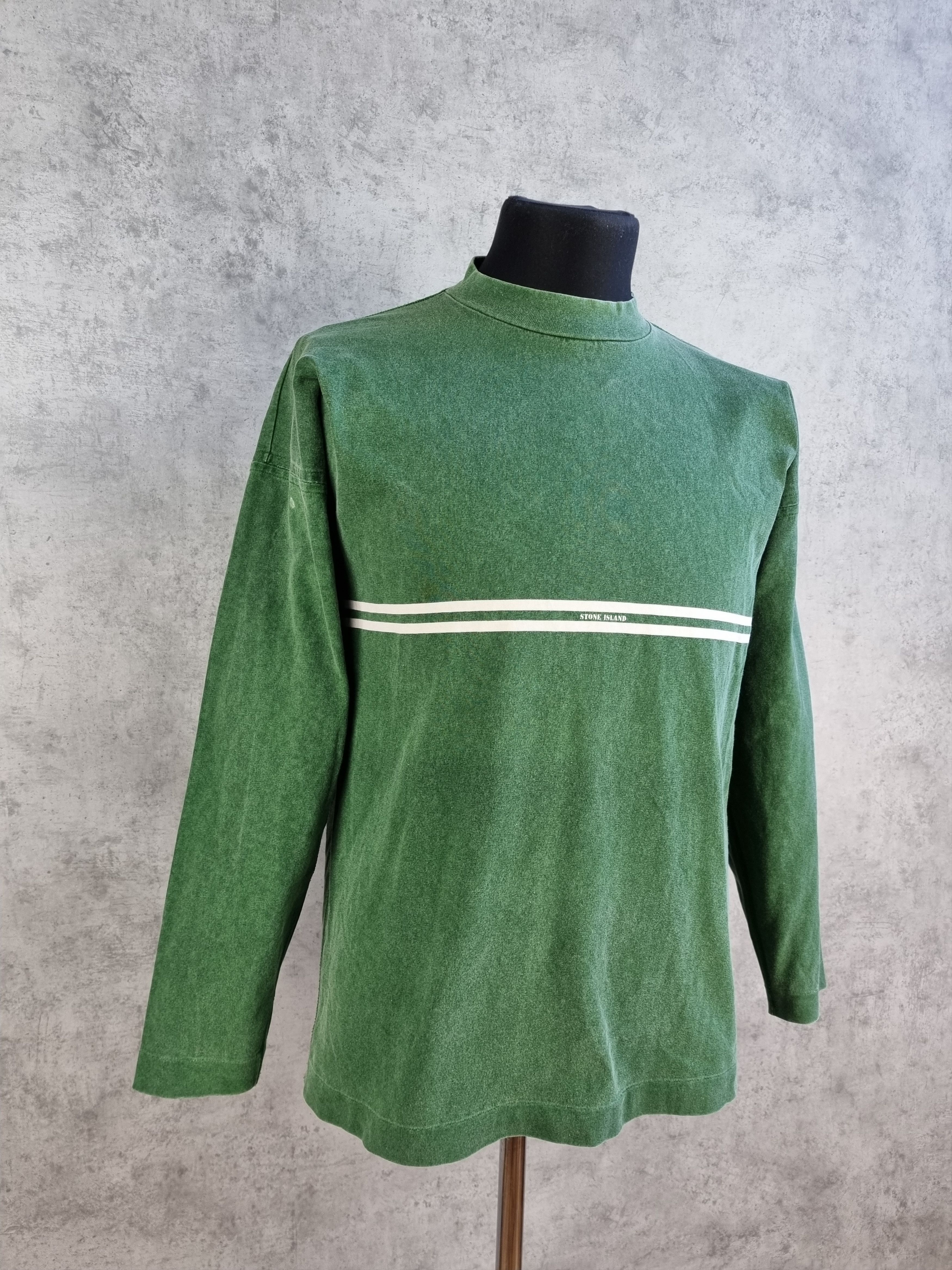 Stone Island × Vintage 90s Stone Island Vintage Faded Green Logo Long Sleeve Size US S / EU 44-46 / 1 - 6 Thumbnail