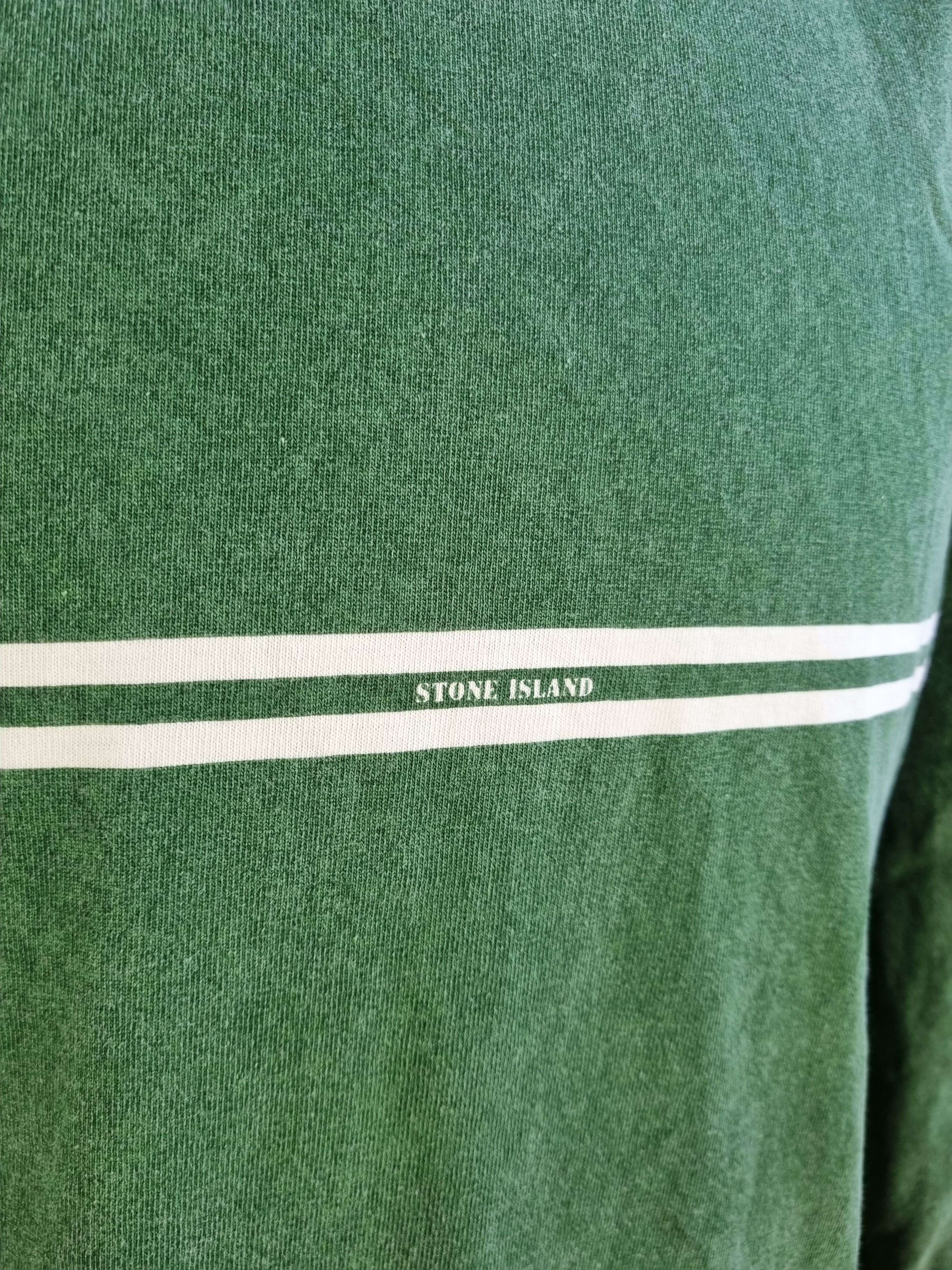 Stone Island × Vintage 90s Stone Island Vintage Faded Green Logo Long Sleeve Size US S / EU 44-46 / 1 - 5 Thumbnail