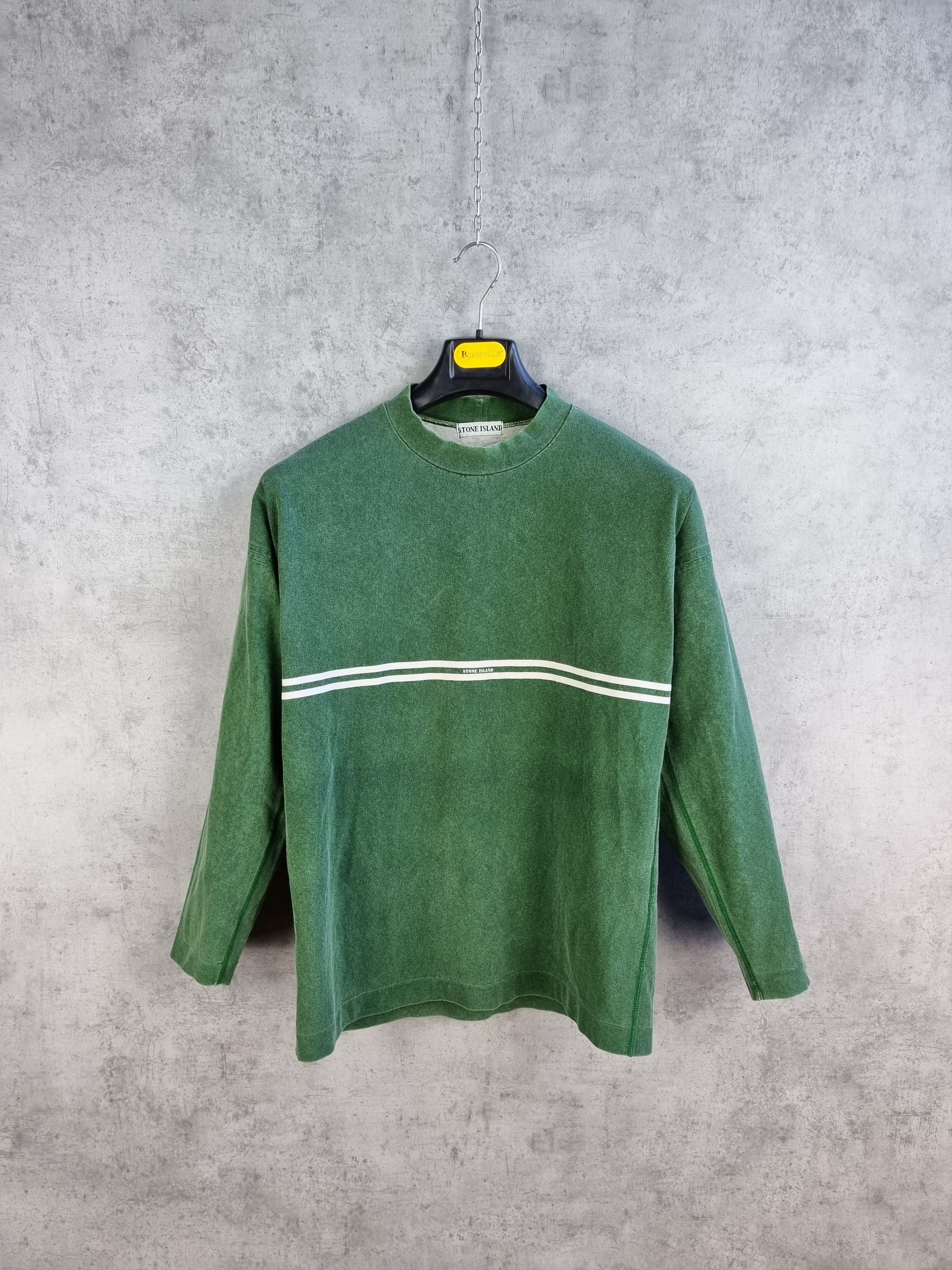 Stone Island × Vintage 90s Stone Island Vintage Faded Green Logo Long Sleeve Size US S / EU 44-46 / 1 - 2 Thumbnail
