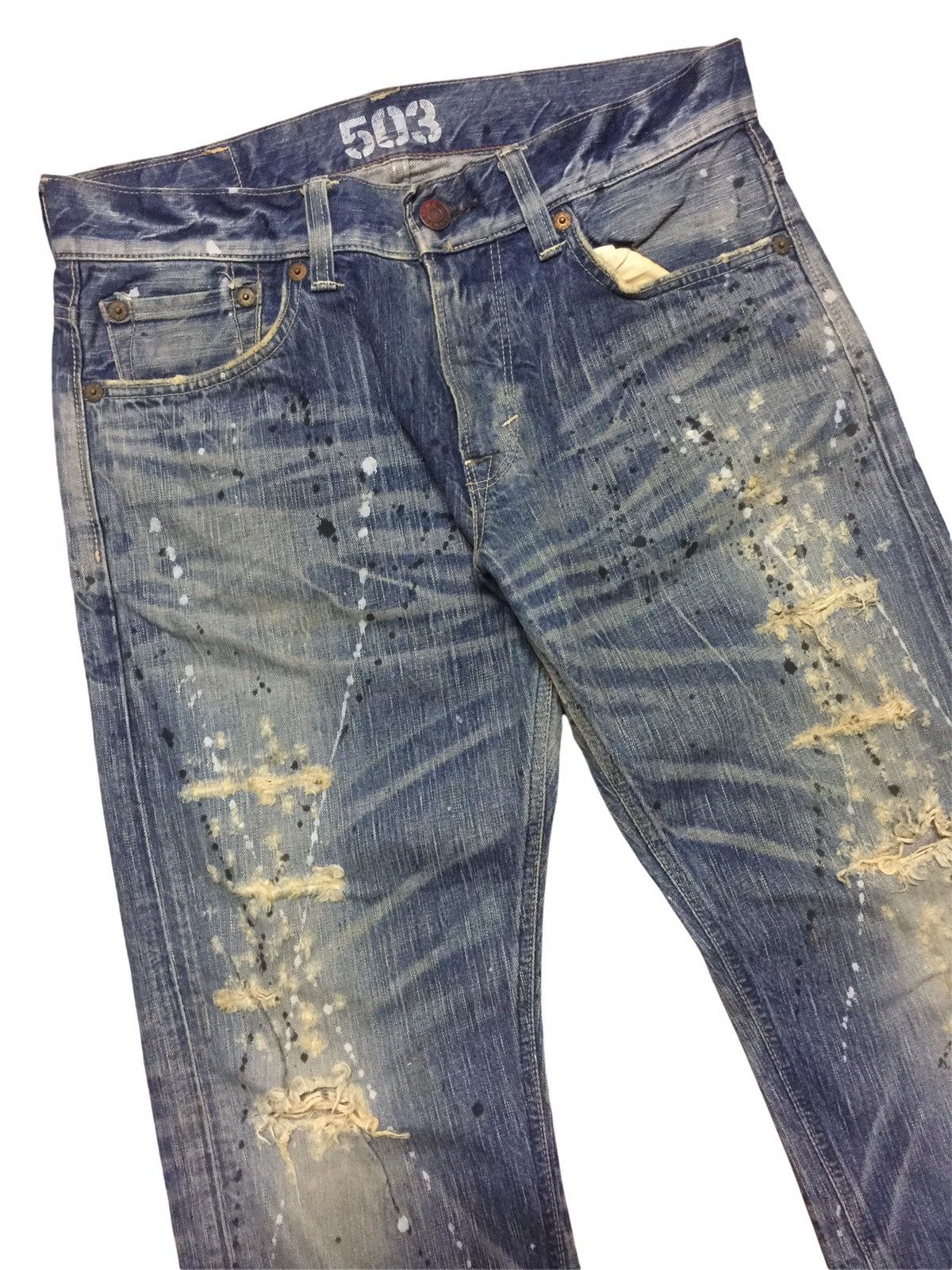 Edwin Edwin 503 Splatter Paint Splashes Distressed Faded Jeans Size US 34 / EU 50 - 2 Thumbnail