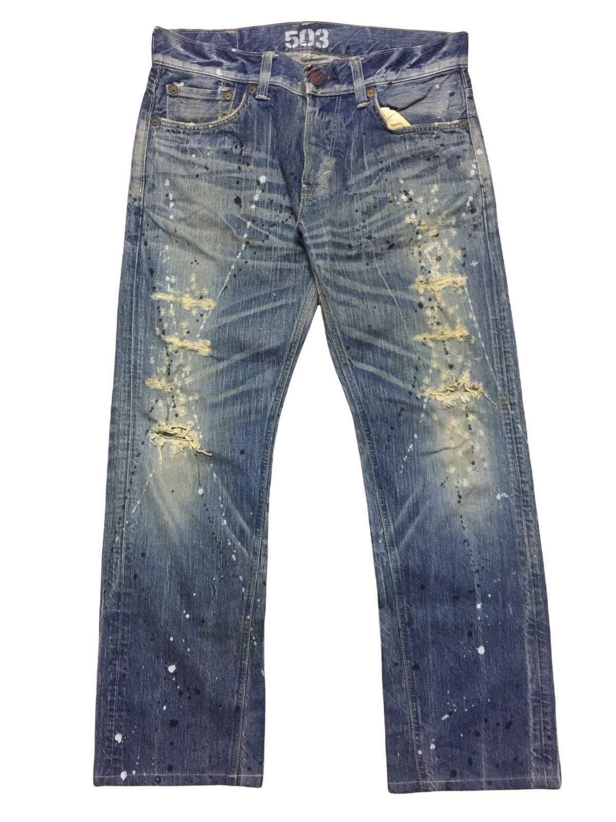 Edwin Edwin 503 Splatter Paint Splashes Distressed Faded Jeans Size US 34 / EU 50 - 3 Thumbnail