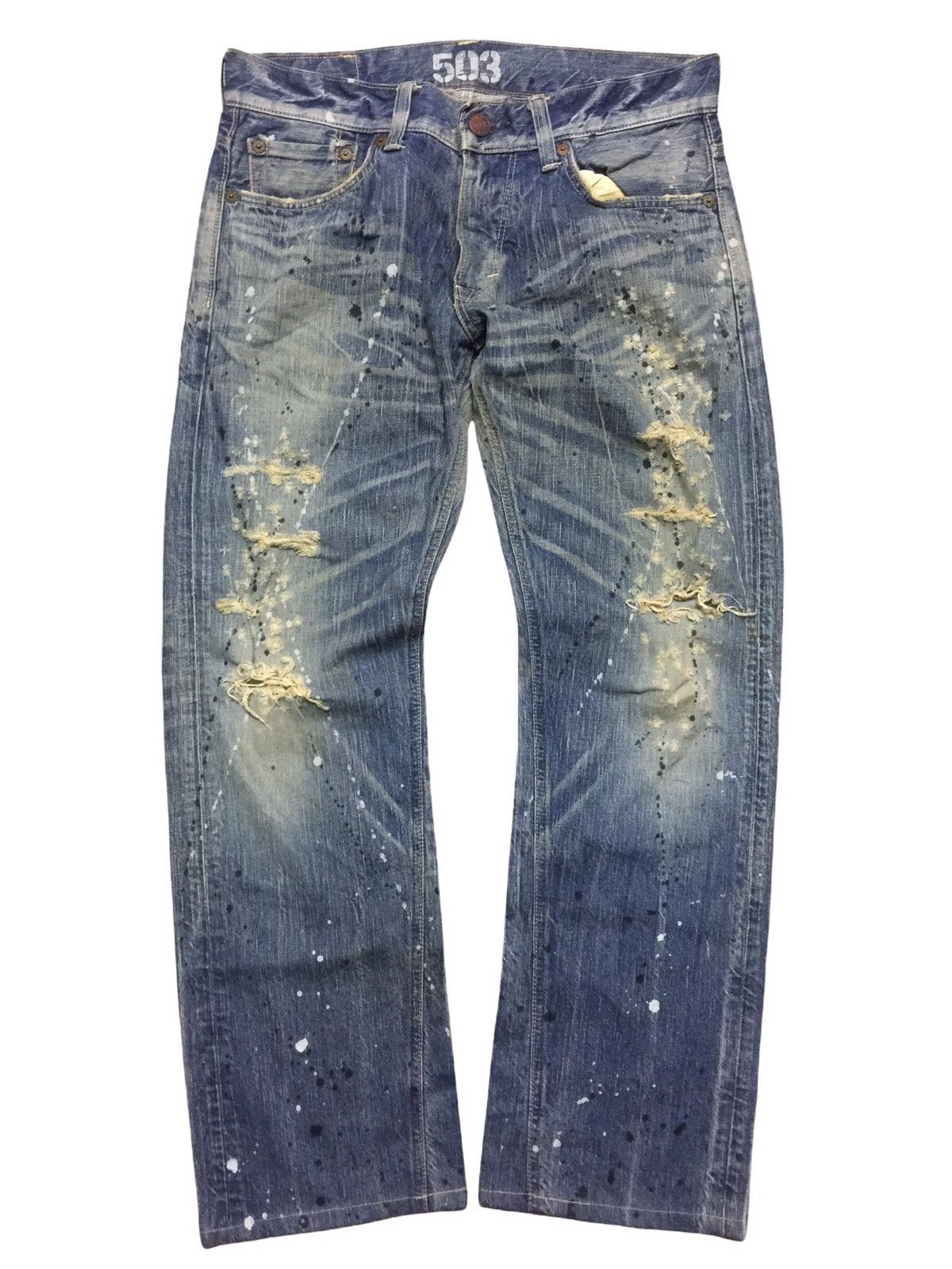 Edwin Edwin 503 Splatter Paint Splashes Distressed Faded Jeans Size US 34 / EU 50 - 1 Thumbnail