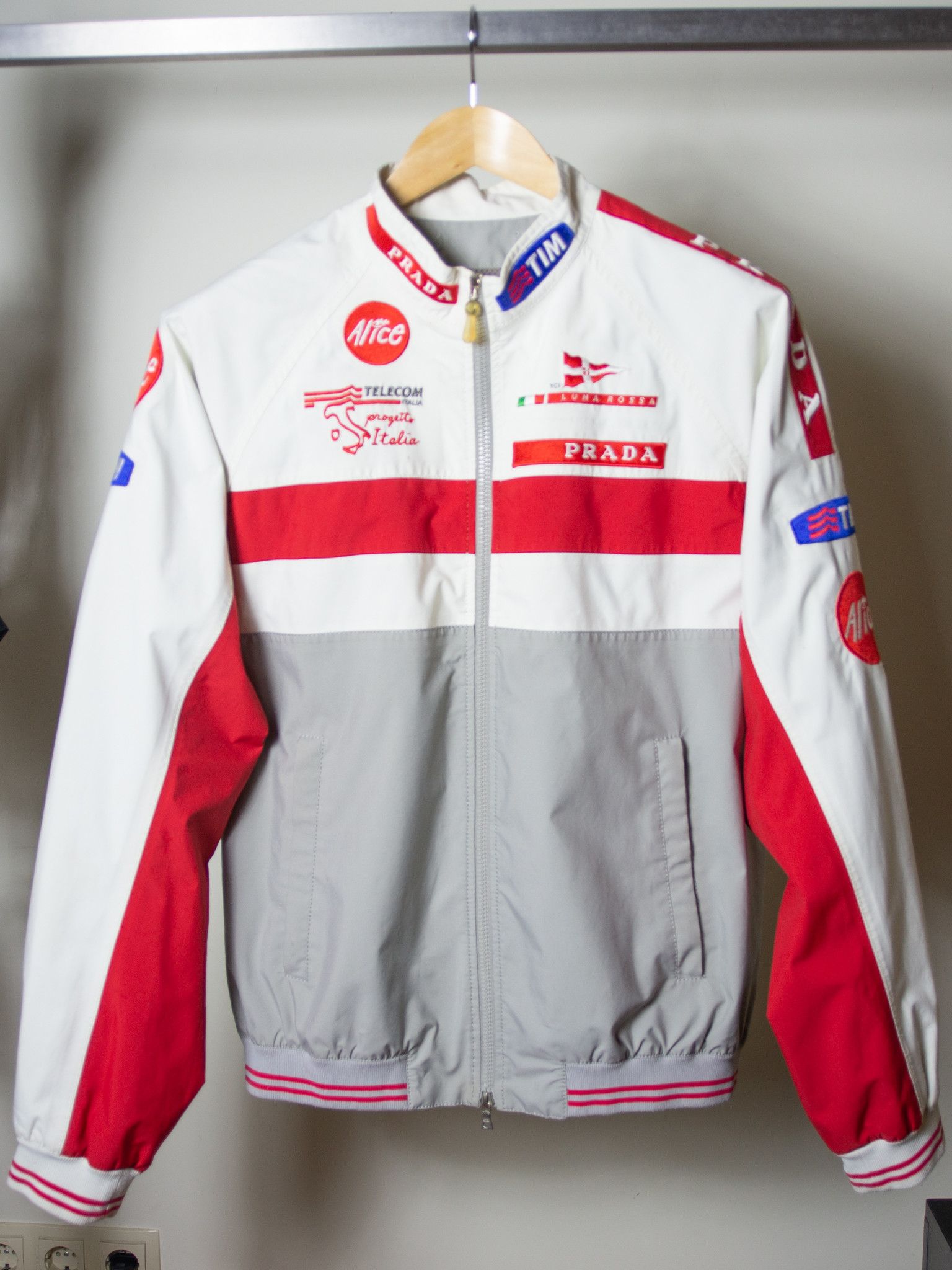 image of 2003 Luna Rossa Iconic Prada Windbreaker in White/Red, Men's (Size Medium)