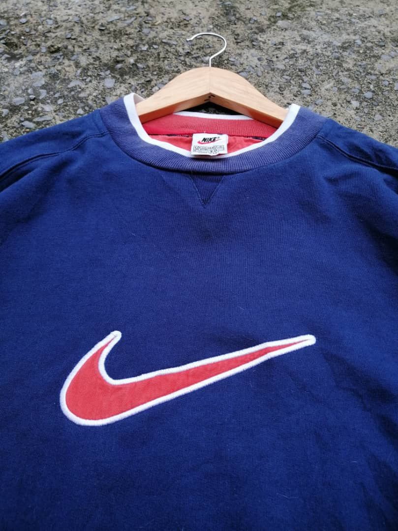 Nike × Vintage Vintage Nike Swoosh Sweatshirt Size US XL / EU 56 / 4 - 2 Thumbnail