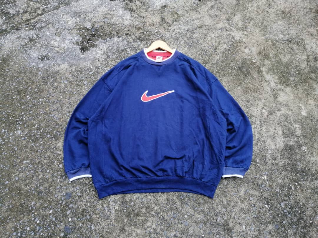 Nike × Vintage Vintage Nike Swoosh Sweatshirt Size US XL / EU 56 / 4 - 1 Thumbnail