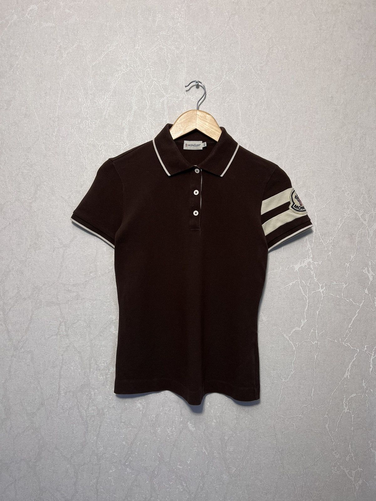 Moncler Polo Brown T shirt Big Logo
