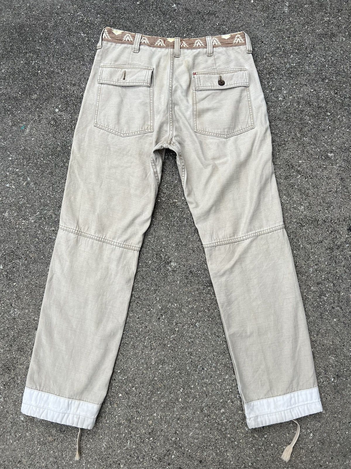 Vintage HANALEI Japan Drawstring Patchwork Native Cargo Trouser Pant Size US 31 - 22 Thumbnail