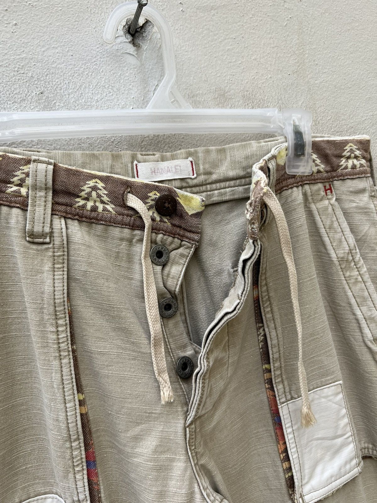 Vintage HANALEI Japan Drawstring Patchwork Native Cargo Trouser Pant Size US 31 - 2 Thumbnail