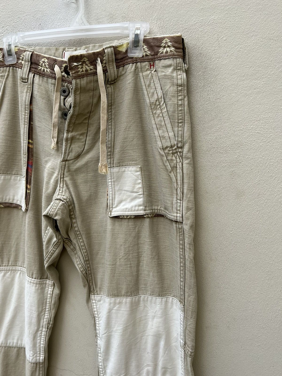 Vintage HANALEI Japan Drawstring Patchwork Native Cargo Trouser Pant Size US 31 - 5 Thumbnail
