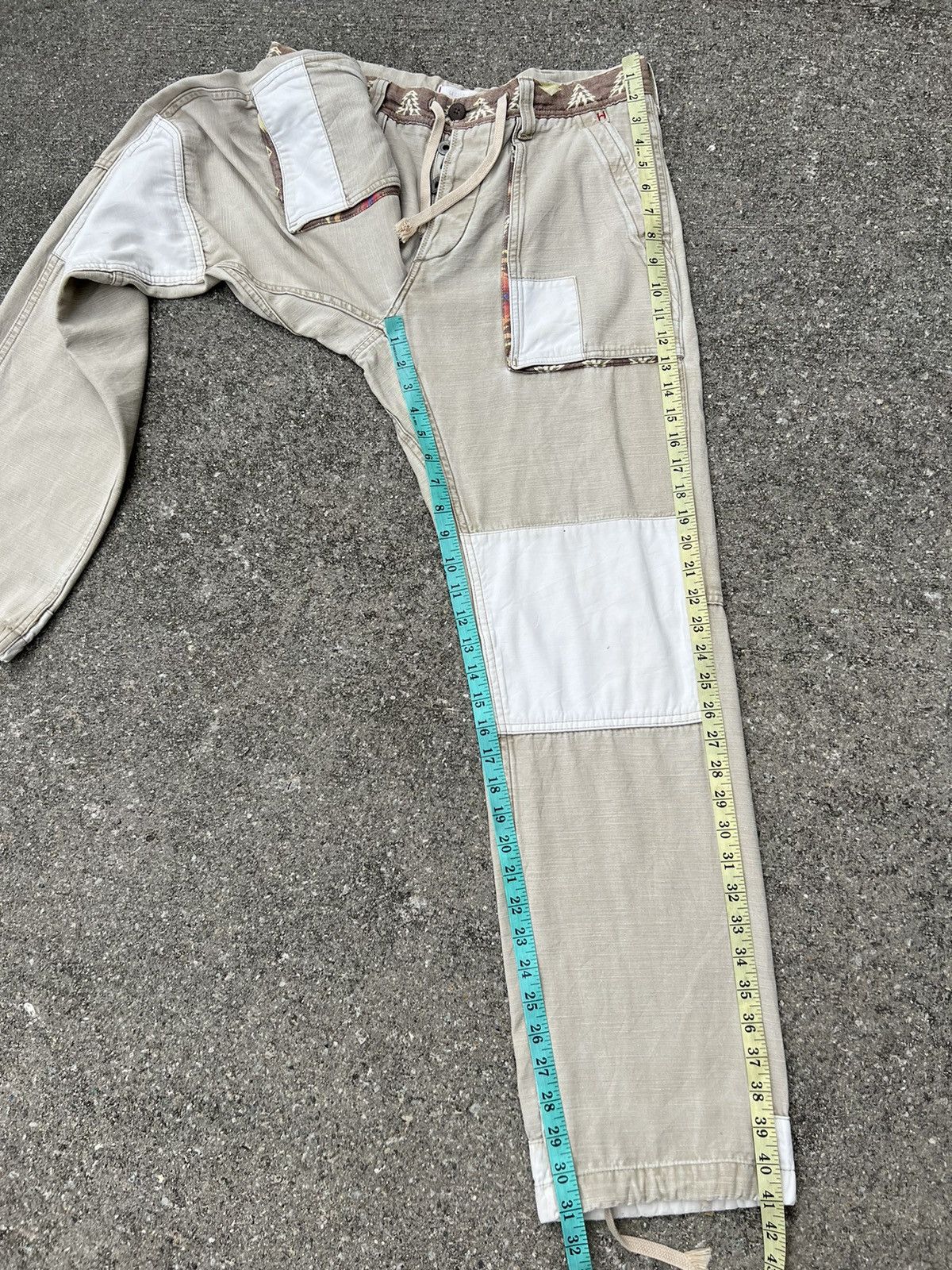 Vintage HANALEI Japan Drawstring Patchwork Native Cargo Trouser Pant Size US 31 - 21 Thumbnail