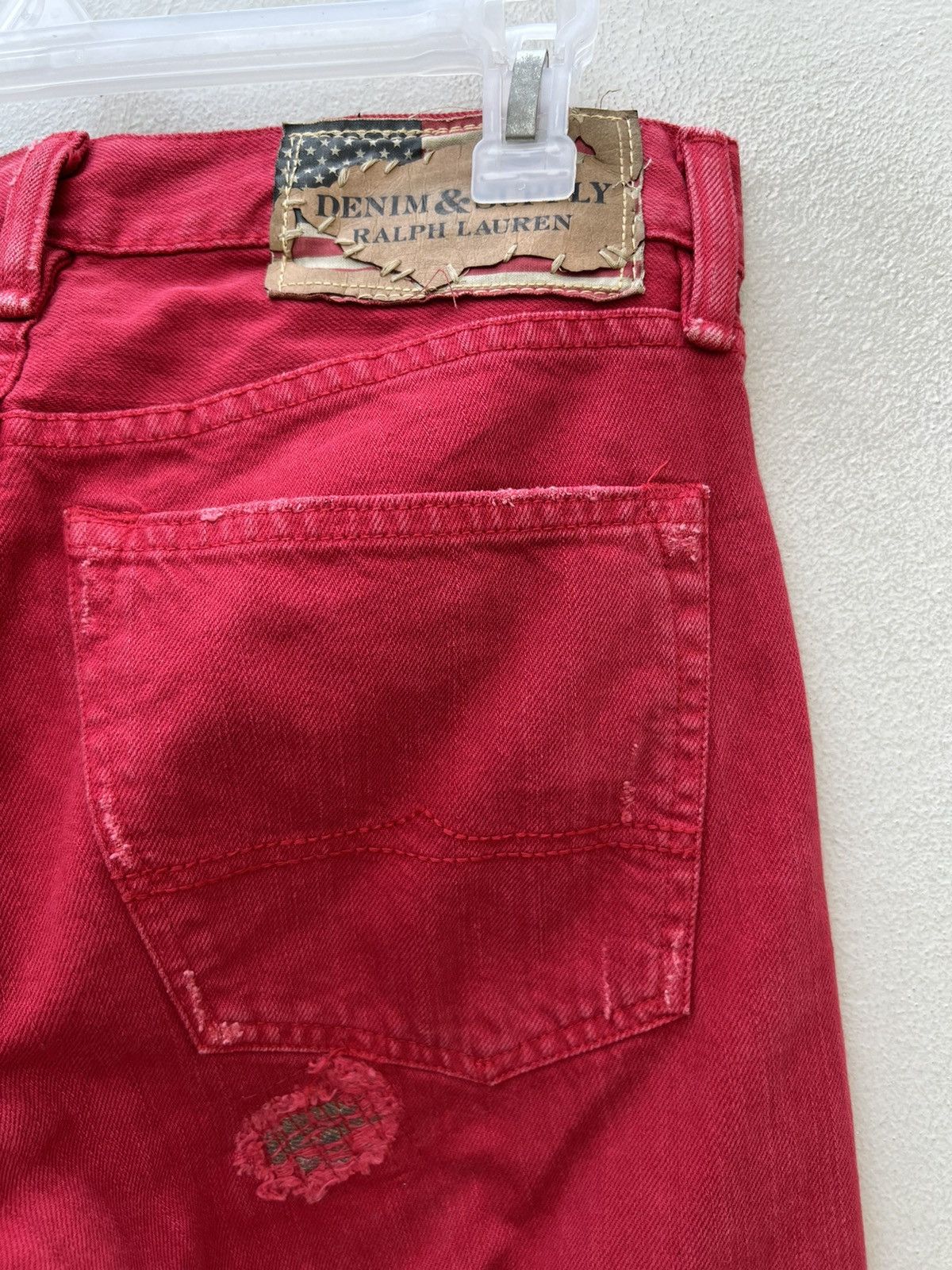Ralph Lauren Denim & Supply RL Rips Patchwork Distressed Red Denim Size US 28 / EU 44 - 14 Thumbnail