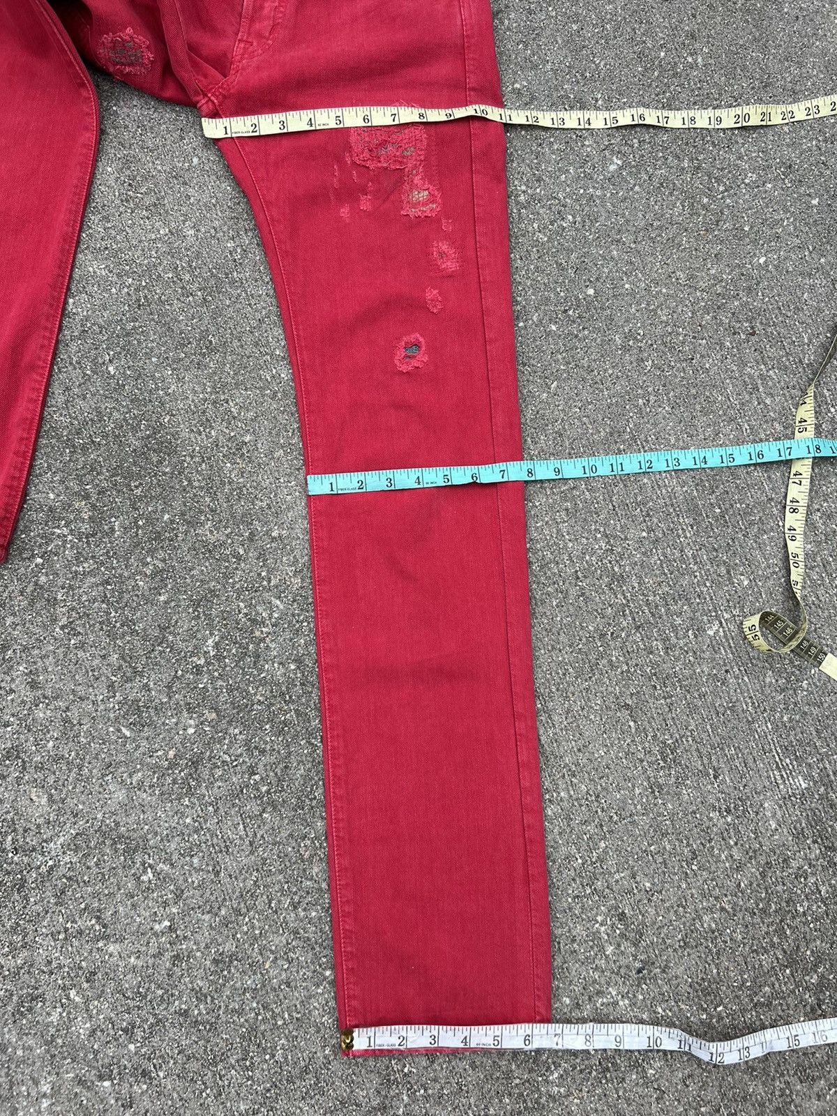 Ralph Lauren Denim & Supply RL Rips Patchwork Distressed Red Denim Size US 28 / EU 44 - 20 Thumbnail