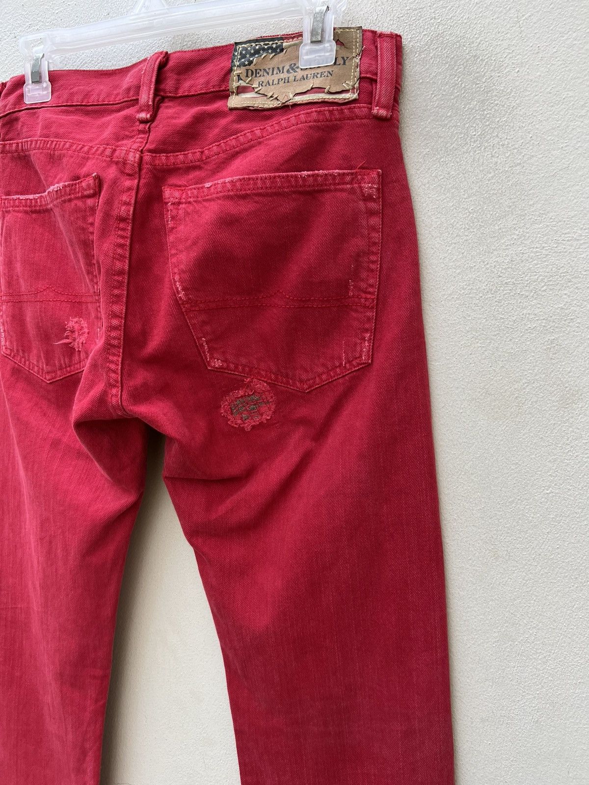 Ralph Lauren Denim & Supply RL Rips Patchwork Distressed Red Denim Size US 28 / EU 44 - 13 Thumbnail