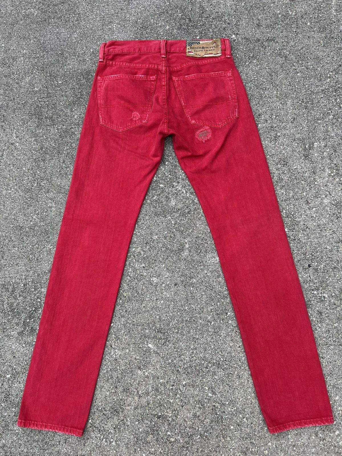 Ralph Lauren Denim & Supply RL Rips Patchwork Distressed Red Denim Size US 28 / EU 44 - 22 Thumbnail